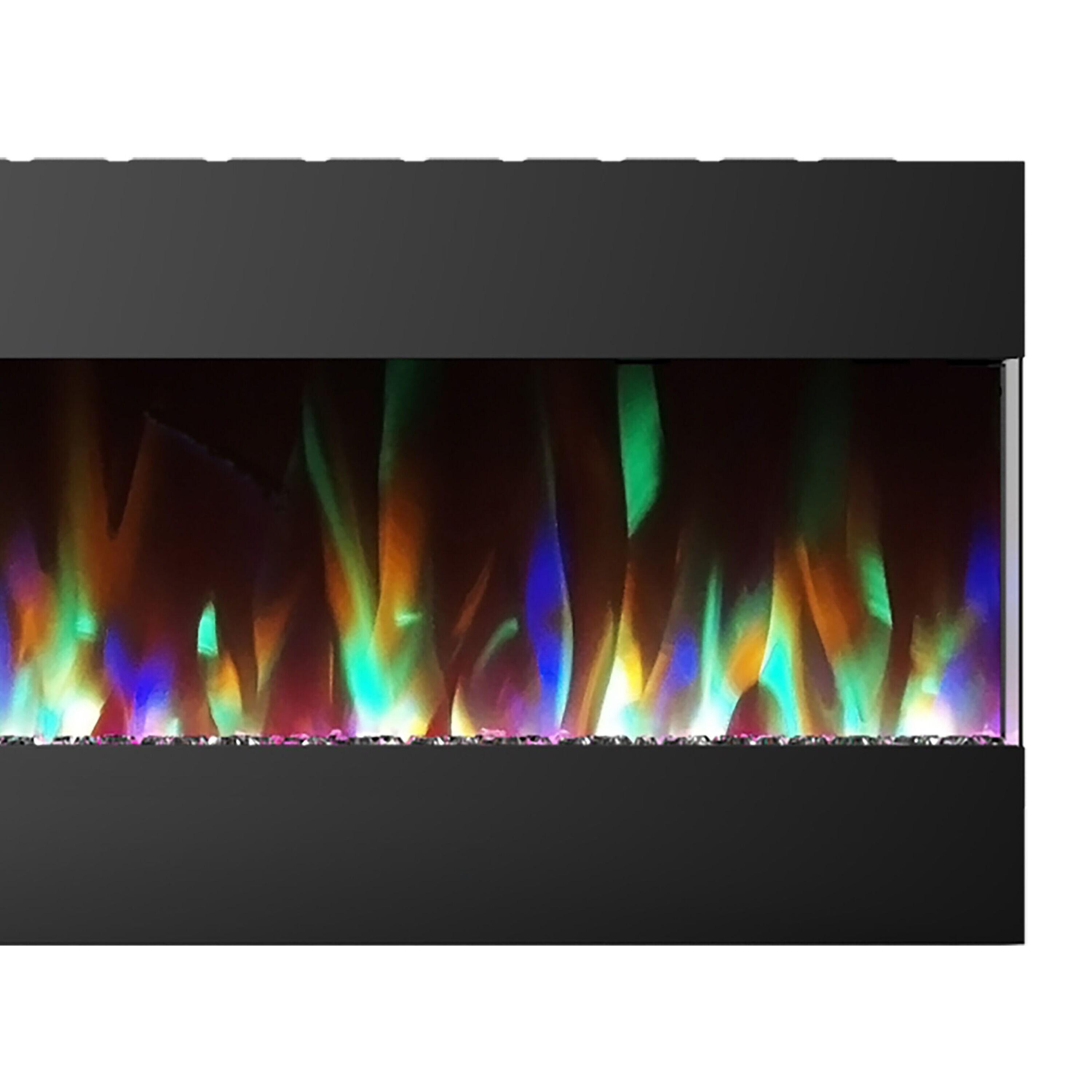 Cambridge Cambridge Recessed Wall Mounted Electric Fireplace with Crystal Rock Display