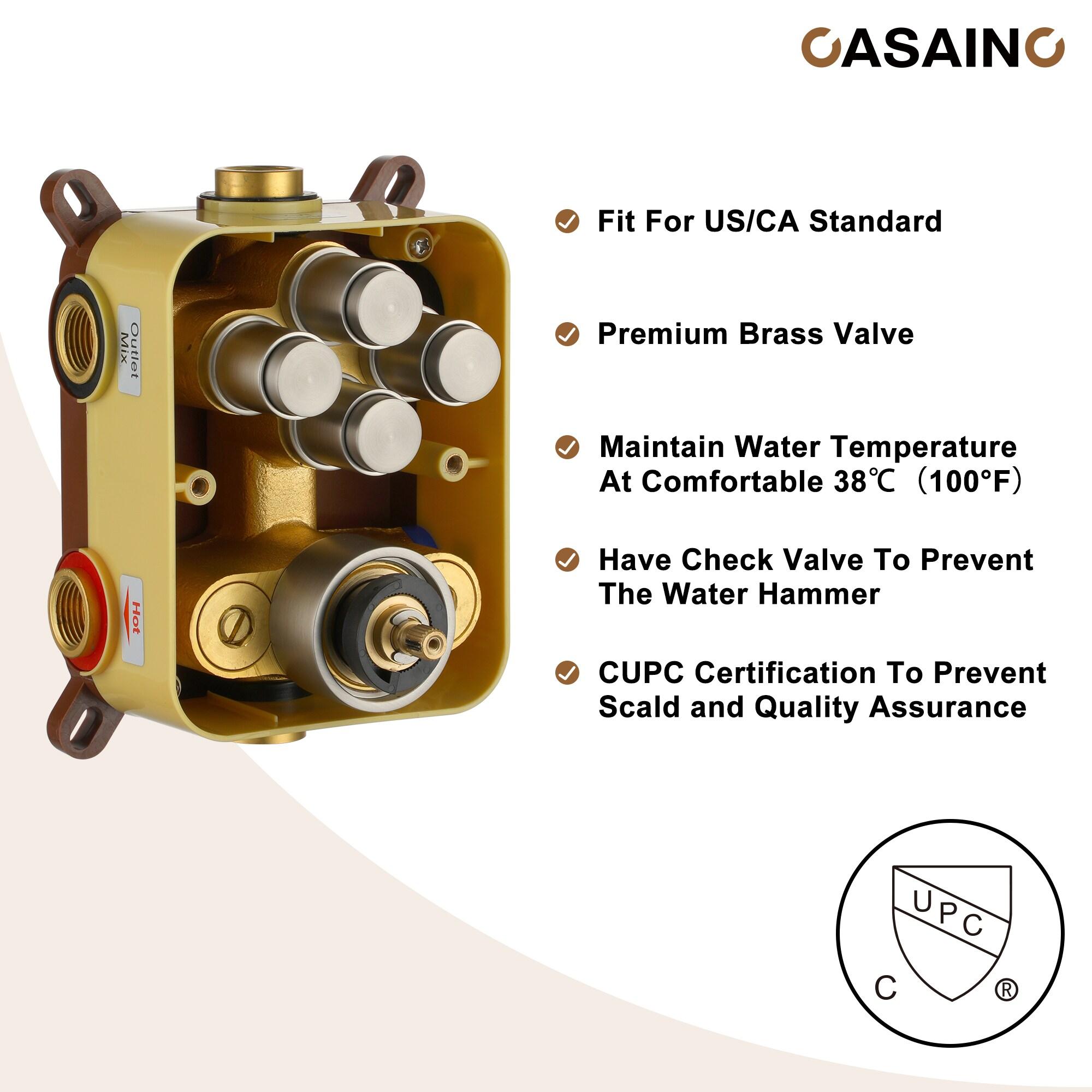 CASAINC Single Handle Thermostatic 4-function Shower Faucet Dual Showerhead