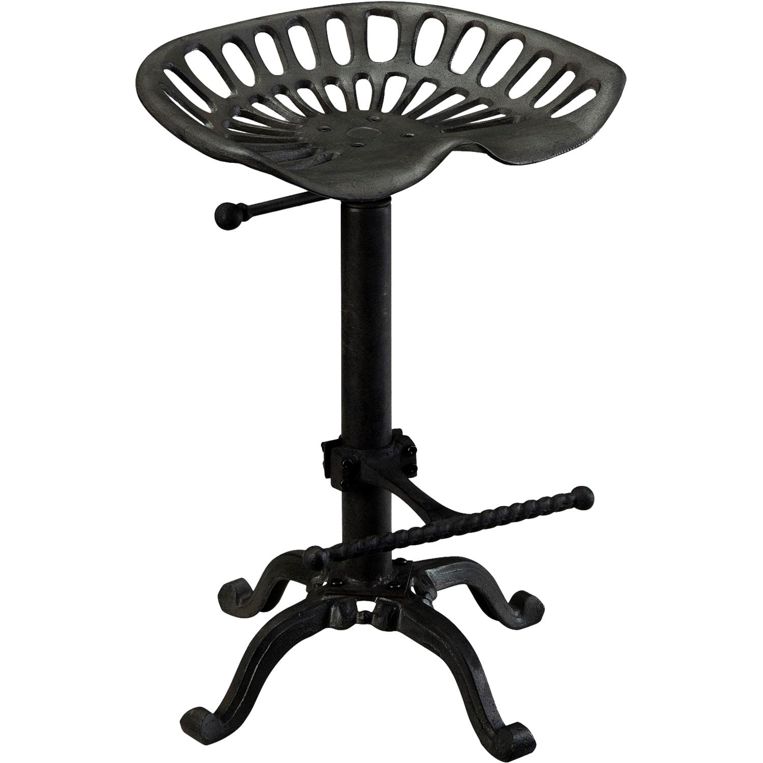 Carolina Living Adjustable Tractor Seat Counter Height Barstool Black: Vintage Style, Iron Base, 22-33" Height