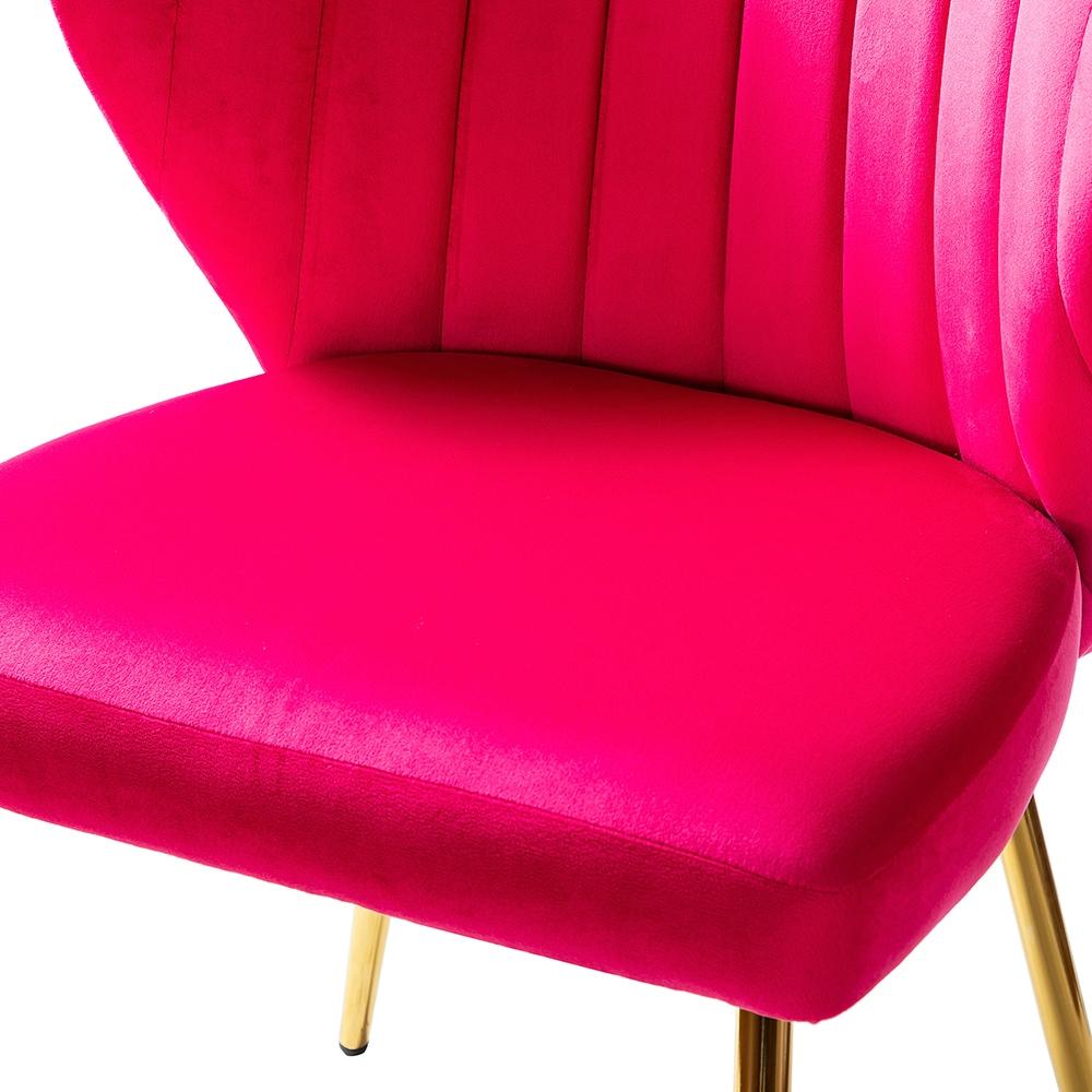Velvet Dining Chairs Set of 2 Upholstered Wingback Side Chairs Living Room Kitchen Fushia