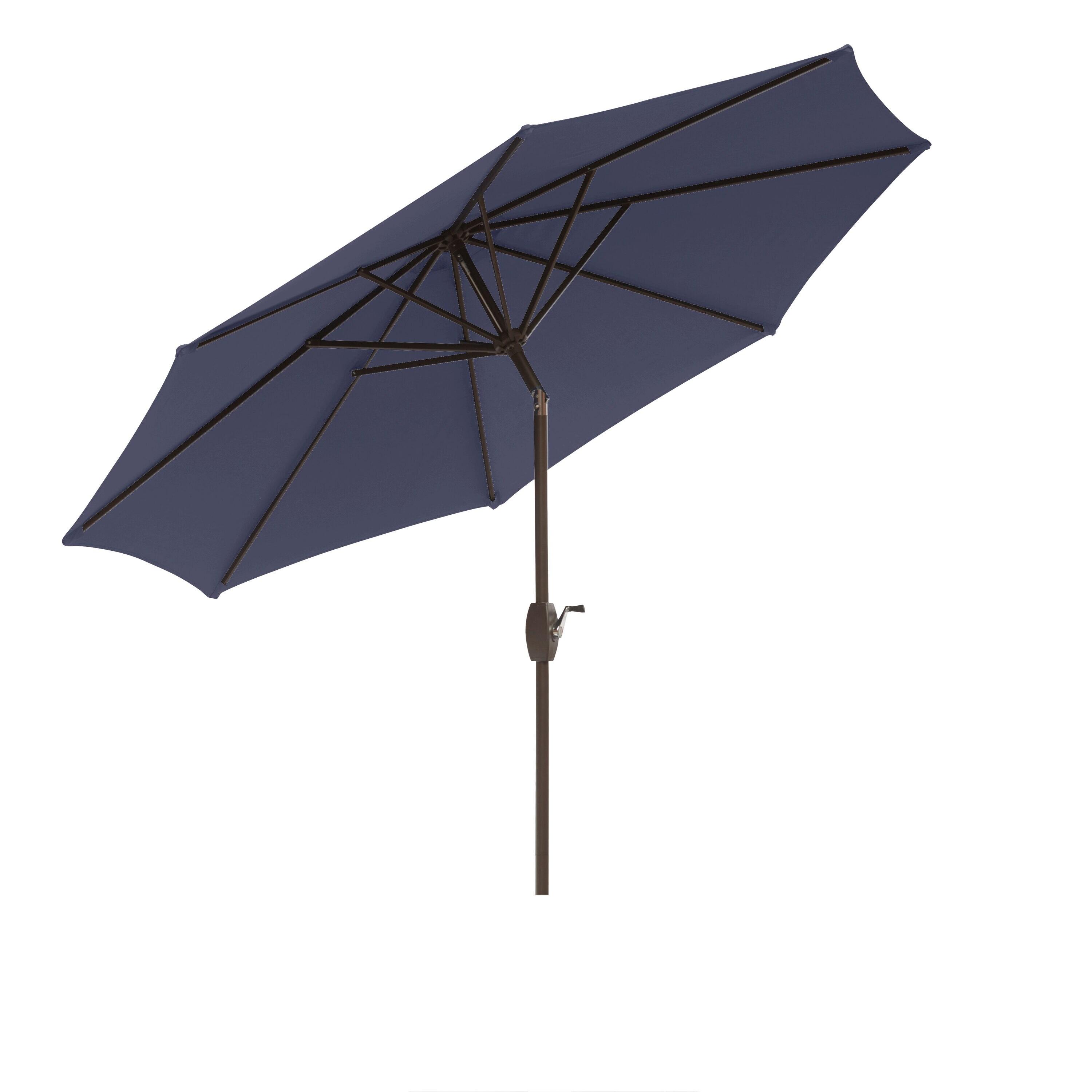 Polytrends Amada 9 ft. Patio Umbrella with Fillable Base Navy Blue