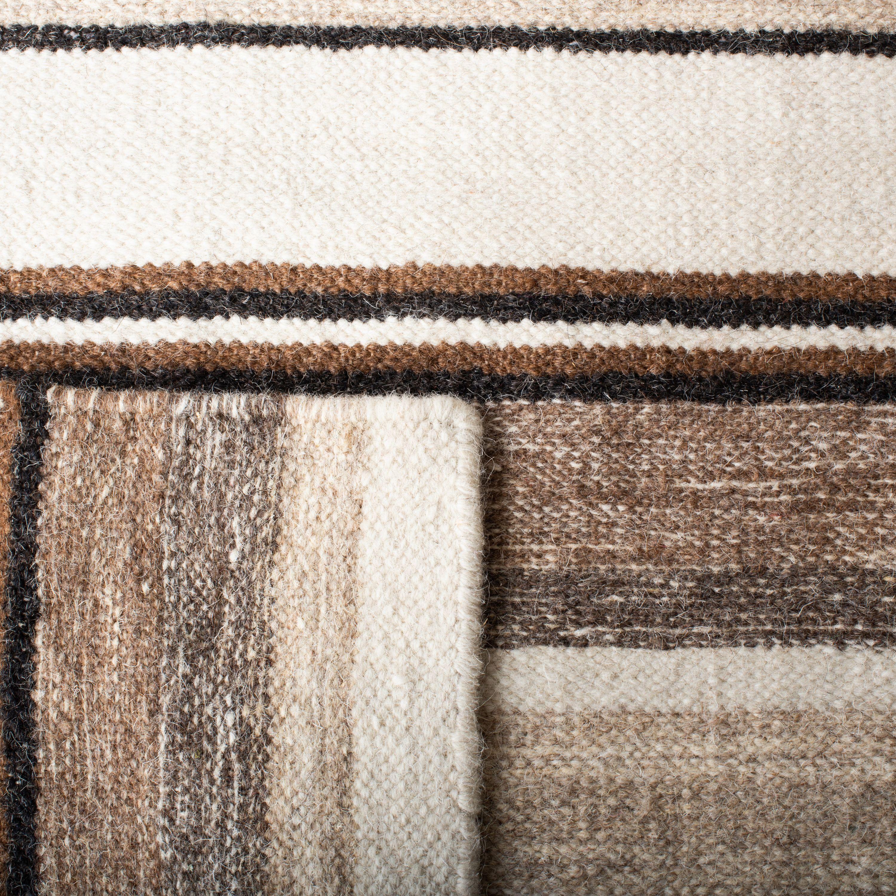 Striped Kilim STK601 Hand Loomed Indoor Area Rug - Natural/Ivory - 7'x7' - Safavieh
