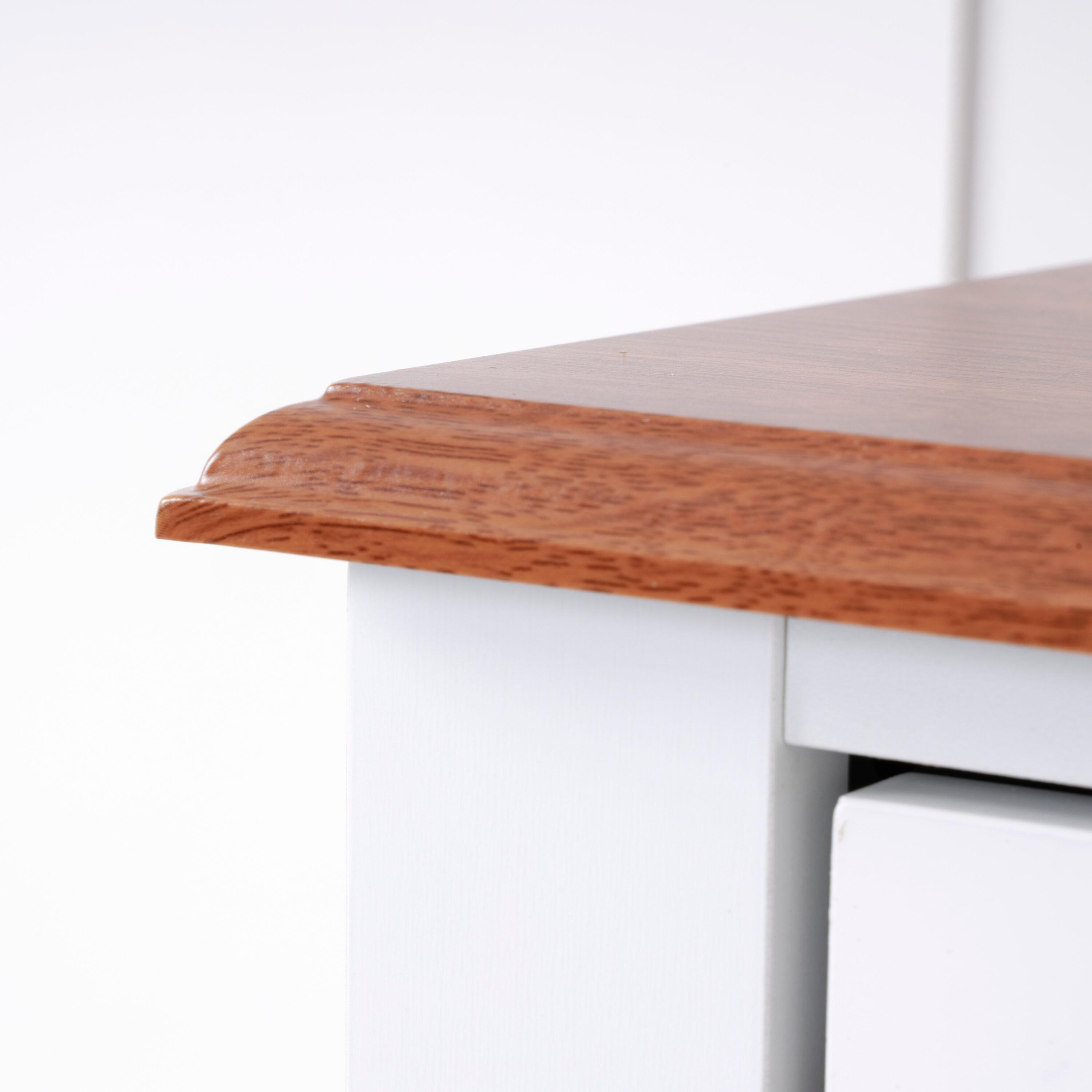 OS Home & Office Furniture Countryside Buffet with Two Drawers & Two Doors, Crisp White with Warm Pine Tops