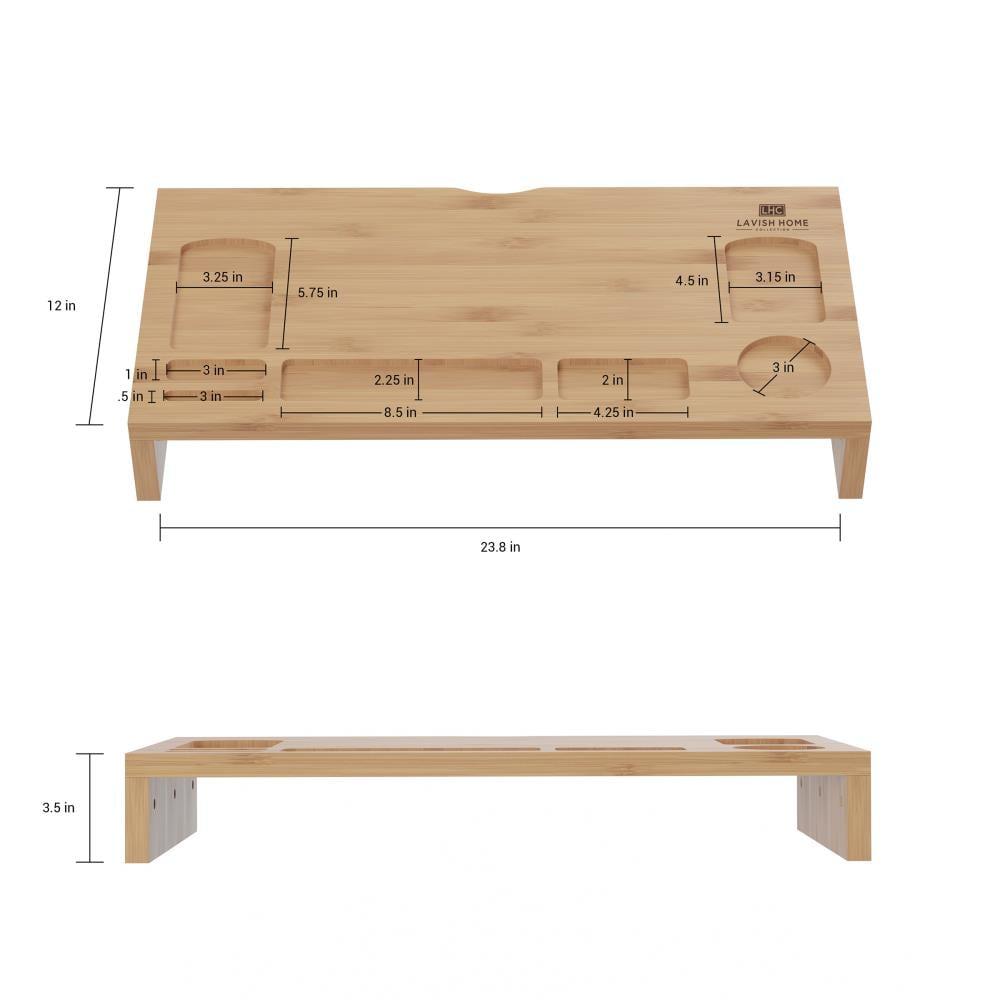 3.5" x 12" Bamboo Monitor Stand and Desk Organizer  - Hastings Home