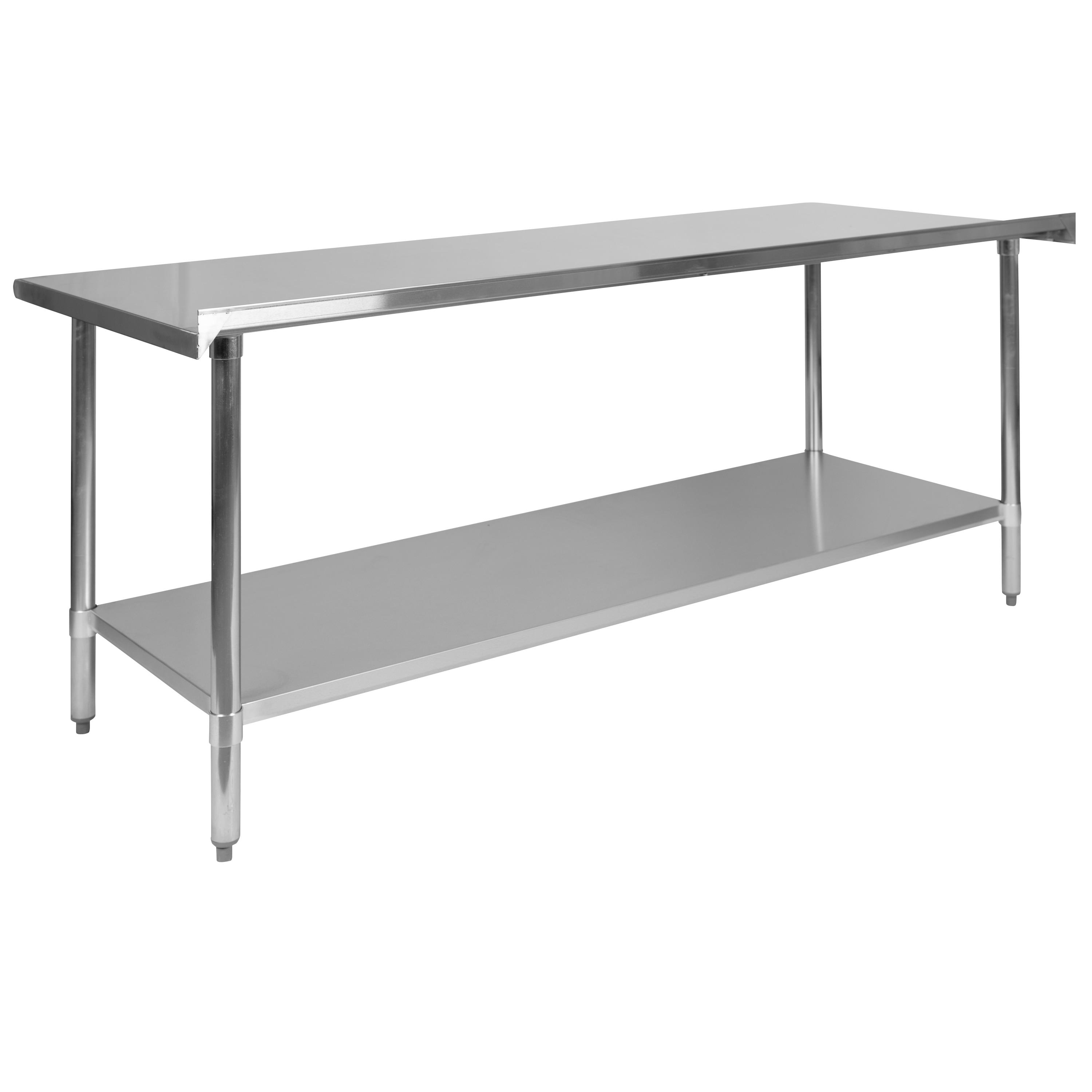 Woodford Stainless Steel Prep and Work Table with Backsplash and Undershelf by Flash Furniture