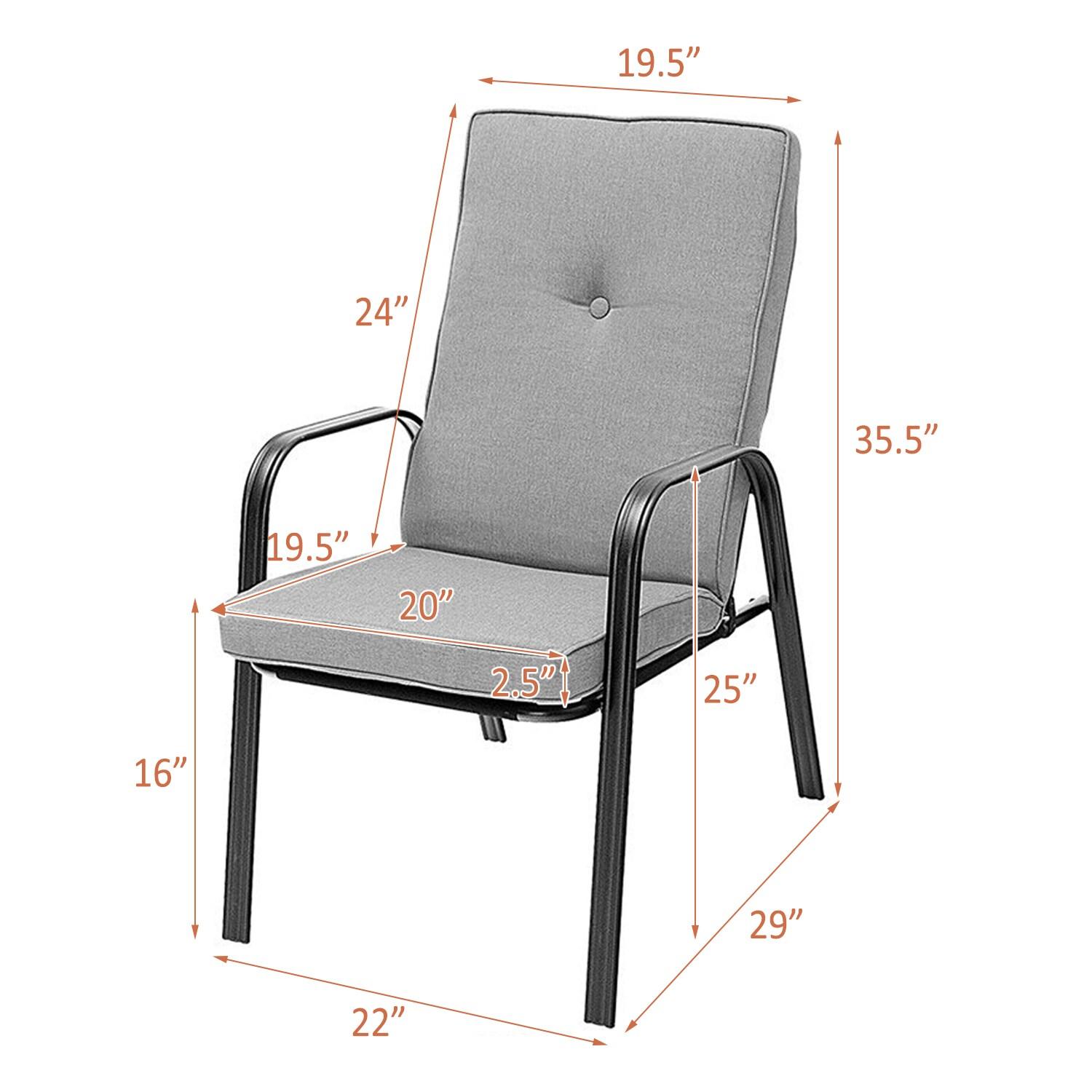 Resenkos 4 Patio Dining Stackable Chairs Set with High-Back Cushions, Outdoor Dining Chair for Outside Patio, All Weather, Porch, Garden, Poolside