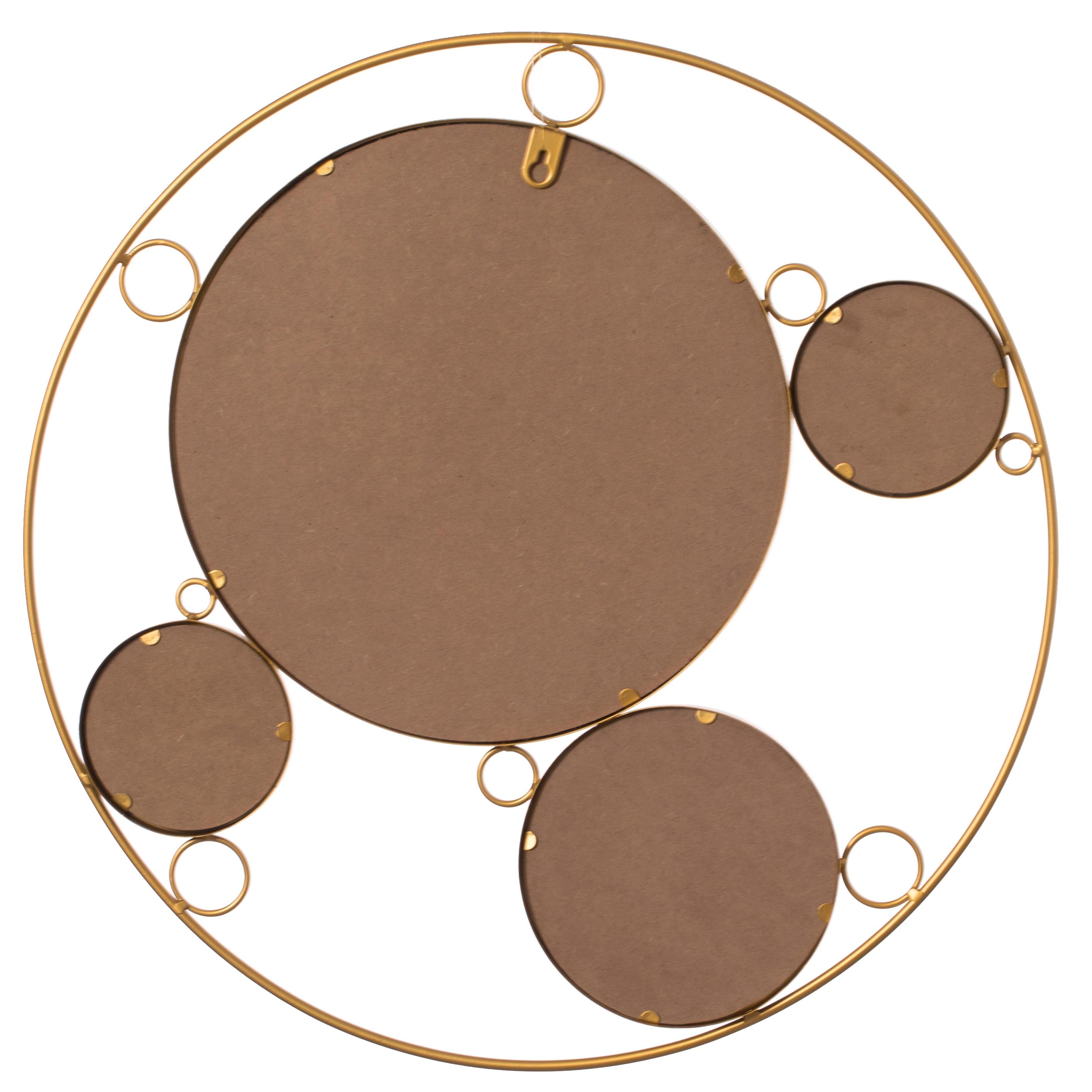Mercer41 Hildebert Decorative 19.75-inch Round Frame Gold Modern Accent Mirror with 4 Glass Mirror Balls