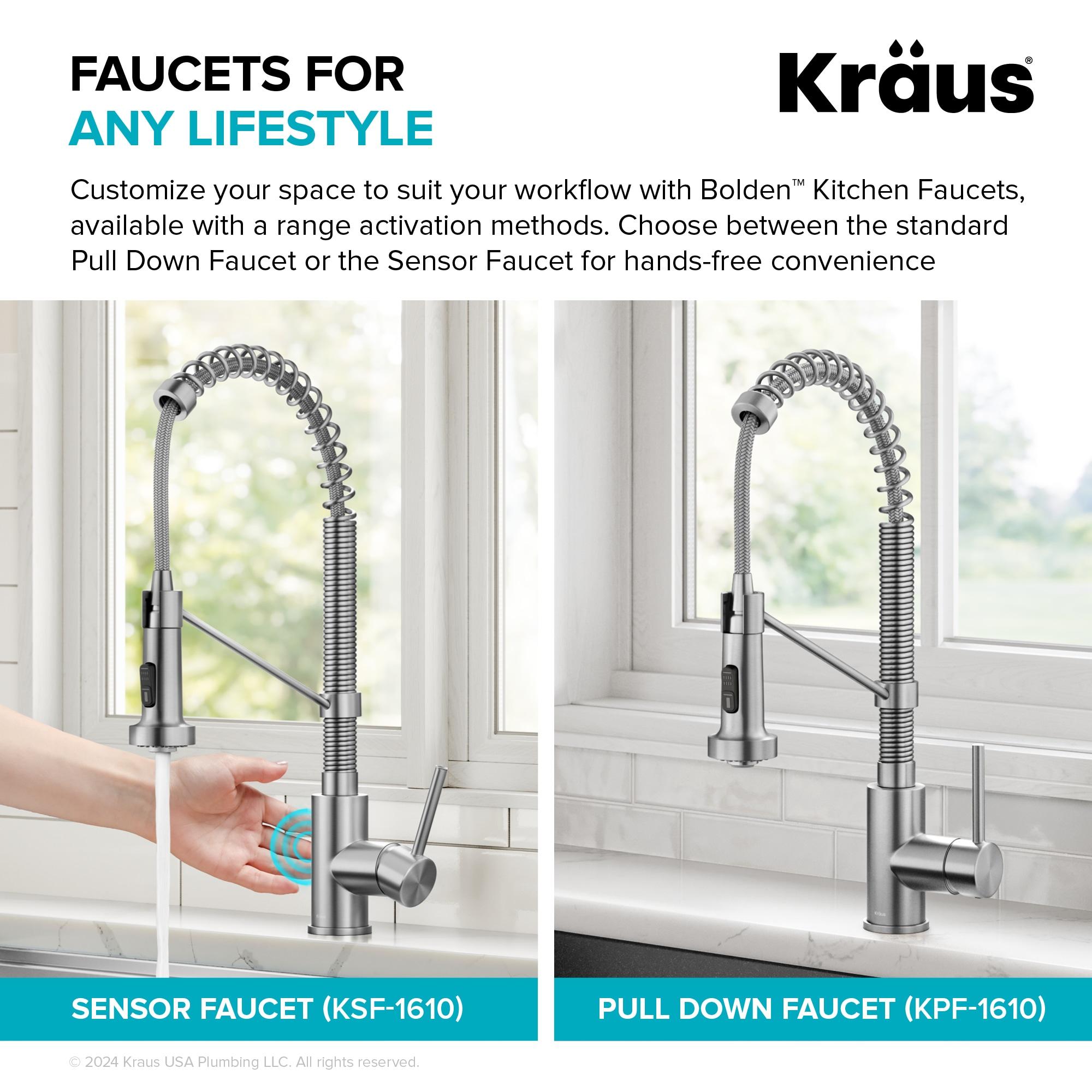 KRAUS Bolden 2-in-1 Commercial Style Pull-Down Single Handle Water Filter Kitchen Faucet for Reverse Osmosis or Water Filtration System in Spot Free Stainless Steel