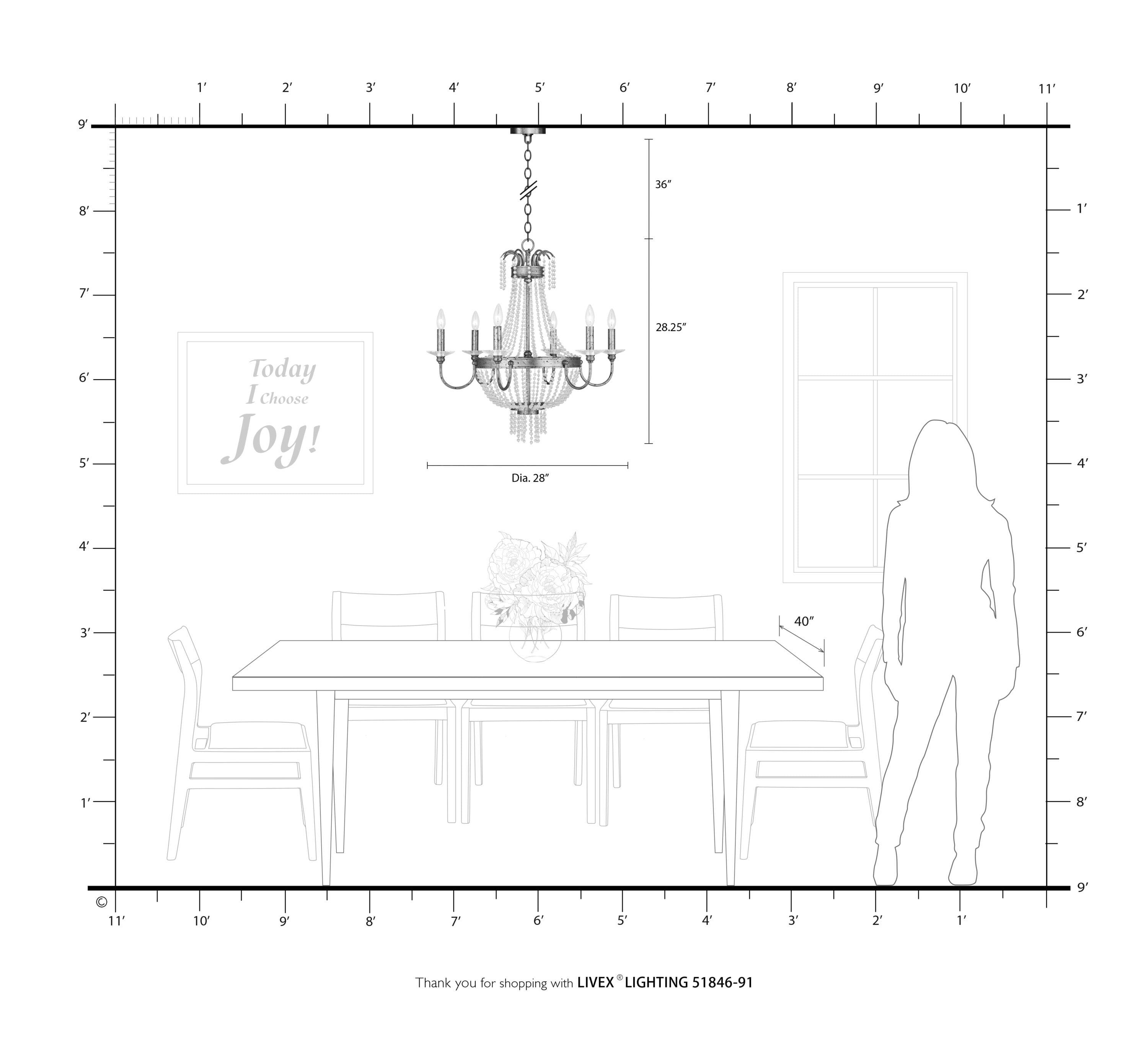 Brushed Nickel and Clear Crystal 6-Light Candelabra Chandelier