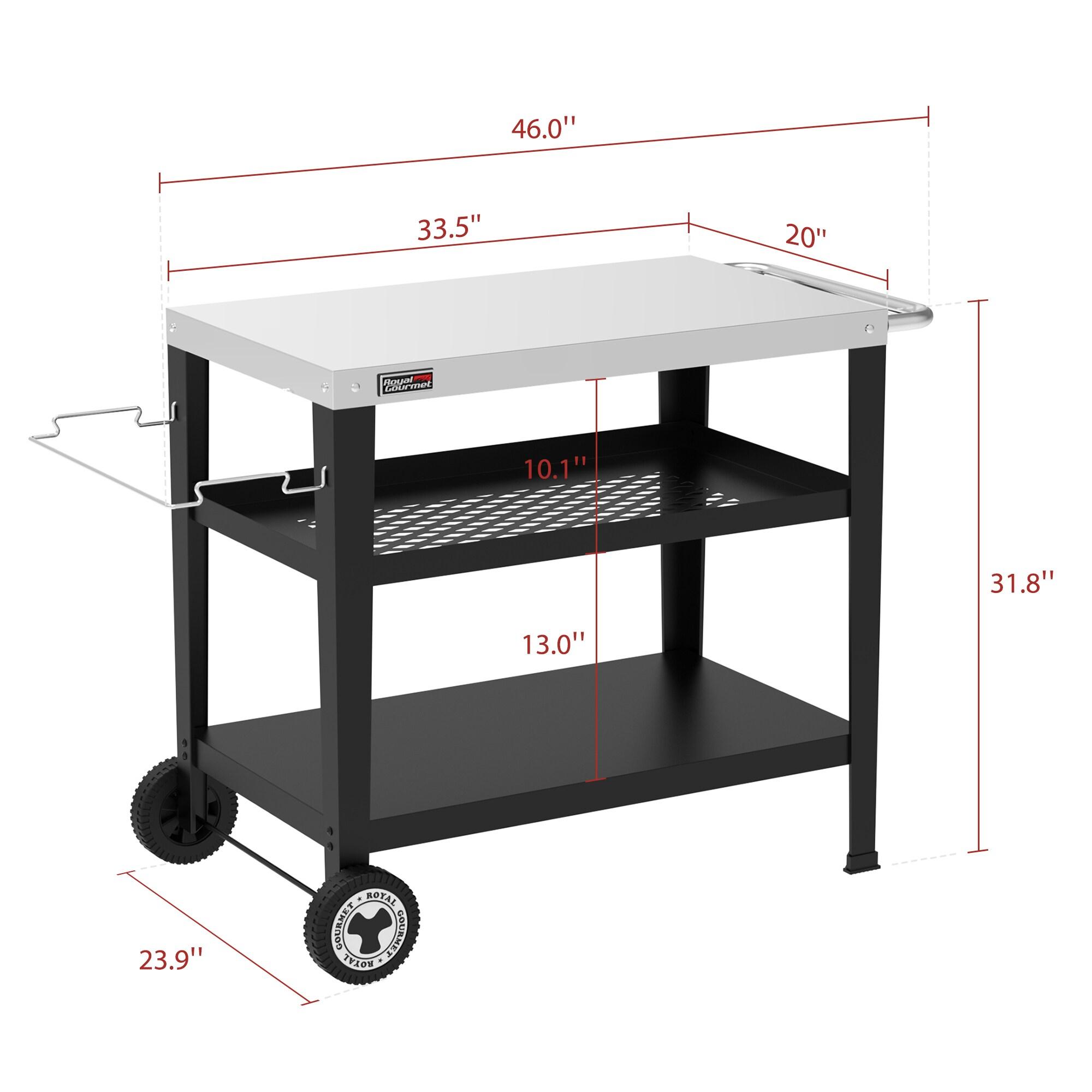 Royal Gourmet Royal Gourmet Movable 3-Shelf Grill Table with Removable Trash Bag Holder