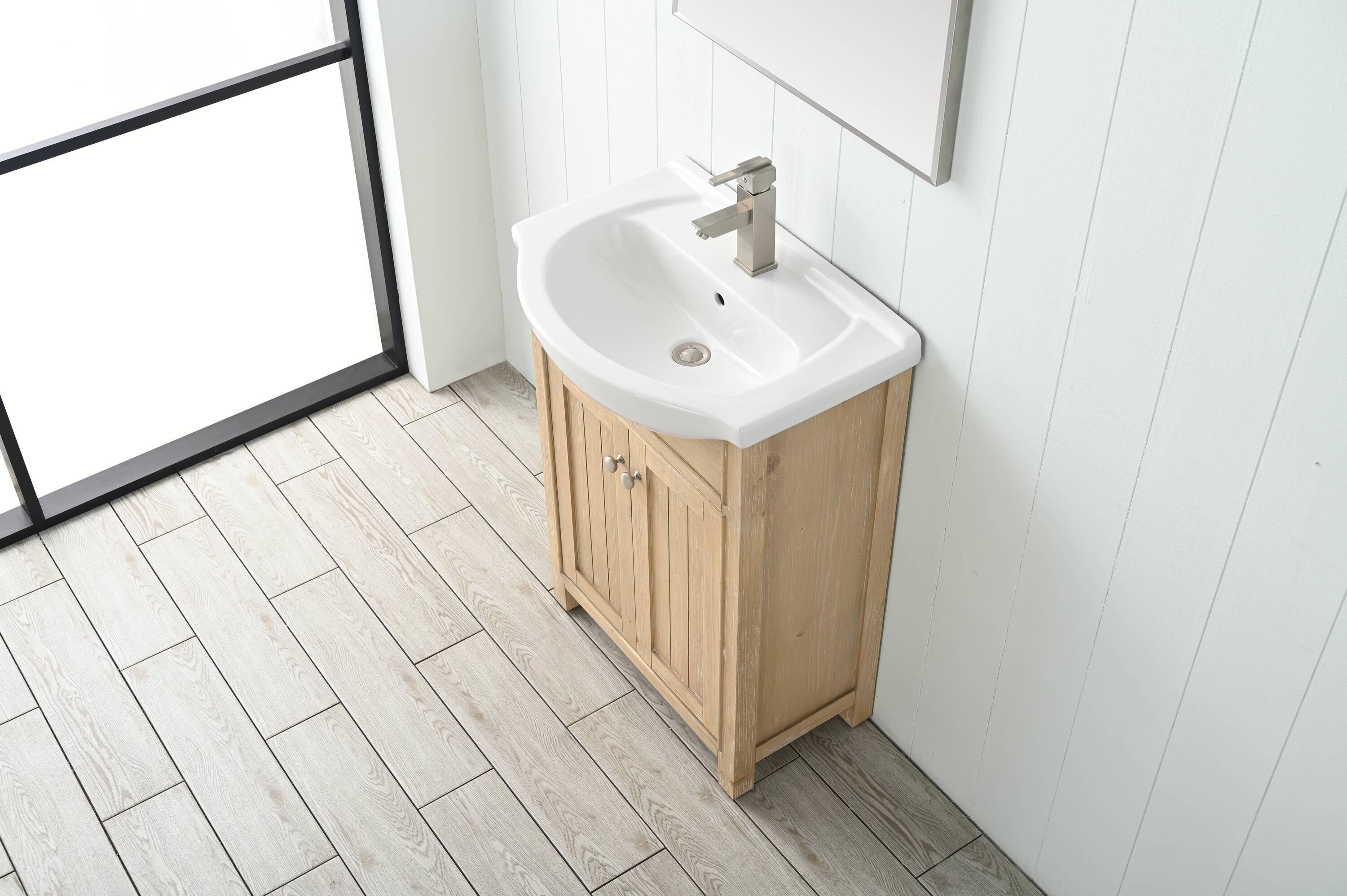 Design Element Marian 24" Single Sink Bath Vanity in Oak with Porcelain Top