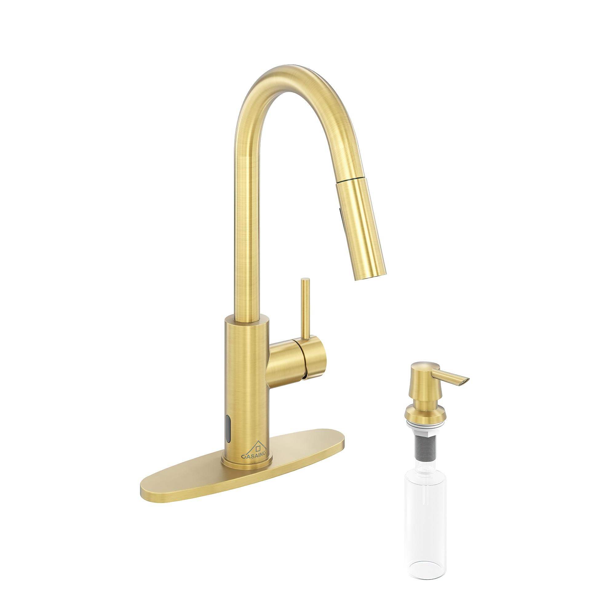 Willow Single-Handle Pull Down Sprayer Kitchen Faucet with Infrared Sensor, Soap Dispenser and Deck Plate