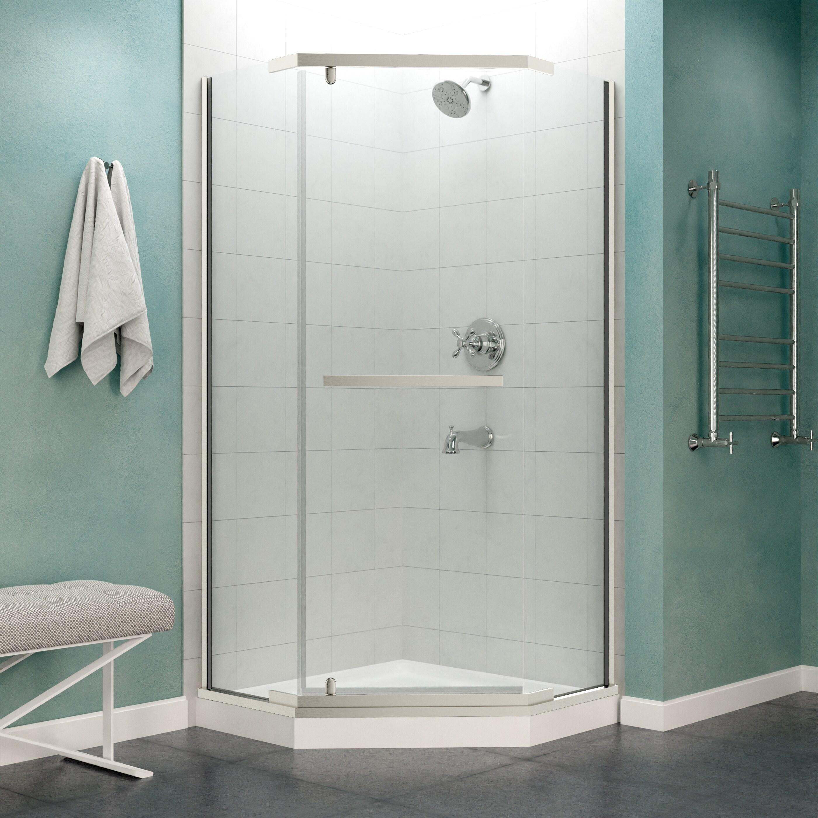 Castle Series 49" W x 72" H Hinged Semi-Frameless Shower Door with Tsunami Guard