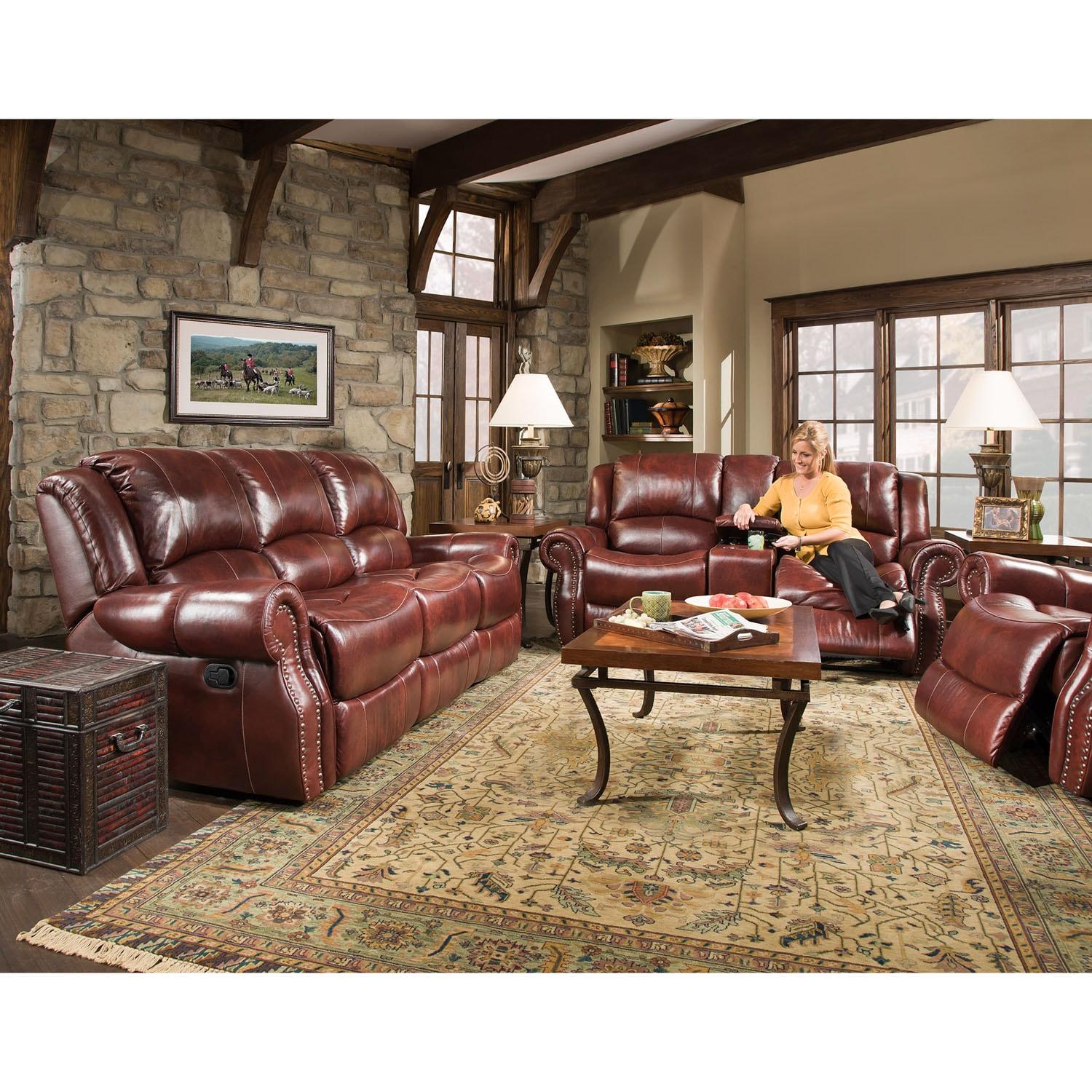 Cambridge Telluride Leather Rocker Recliner in Oxblood
