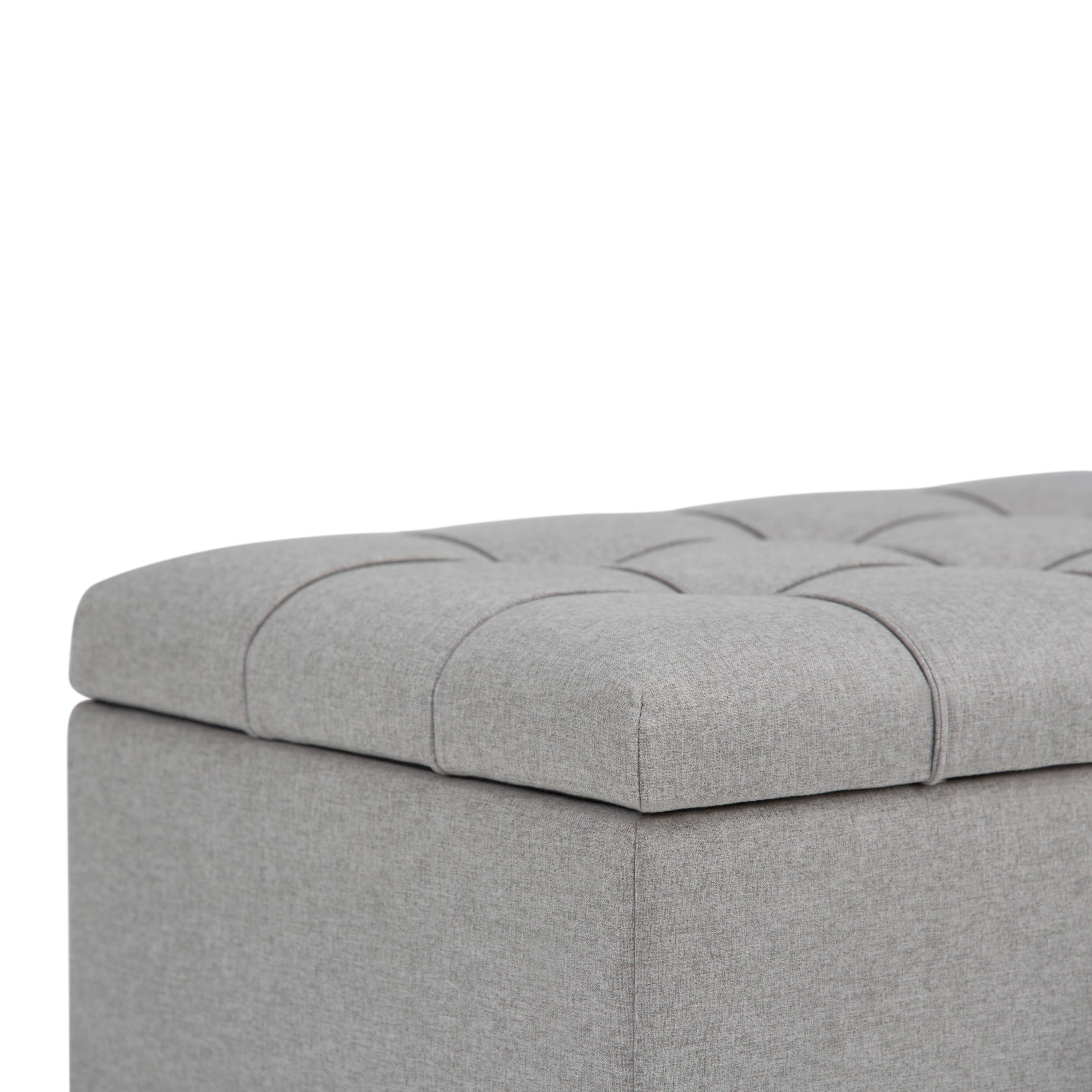 Simpli Home Sienna 33"W Upholstered Storage Ottoman Bench with Lift-Up Tufted Top