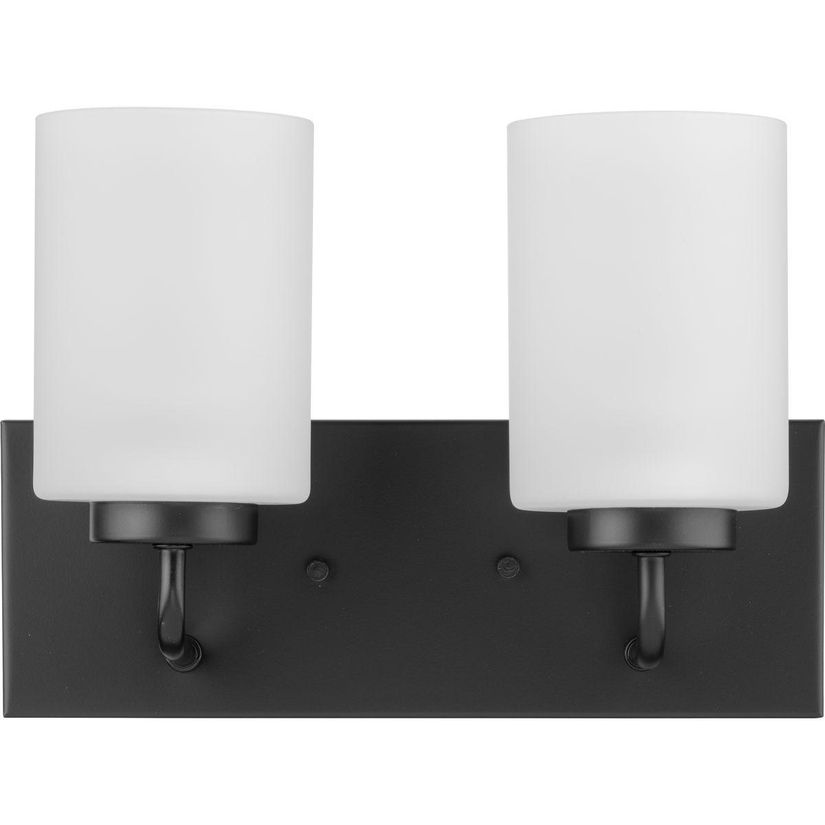 Progress Lighting Merry Collection 2-Light Brushed Nickel Etched Glass Transitional Bath Vanity Light