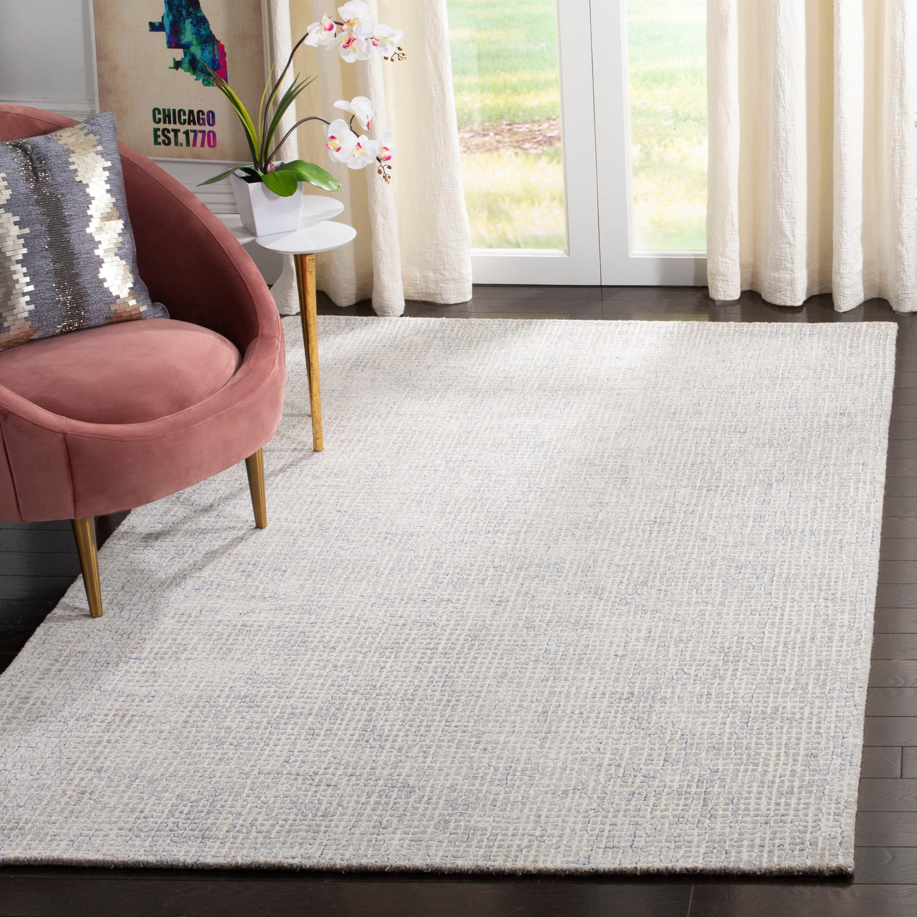 Abstract ABT469 Hand Tufted Area Rug - Silver/Blue - 6'x6' - Safavieh .