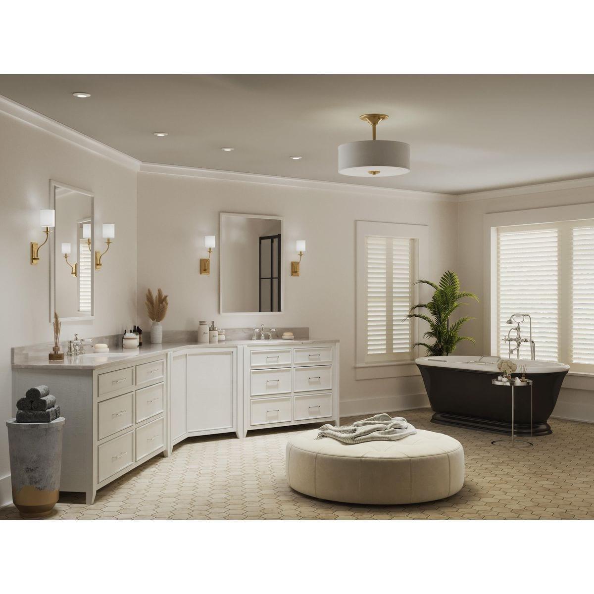 Progress Lighting, Inspire Collection, 2-Light Semi-Flush Mount, Satin Brass, Summer Linen Shade