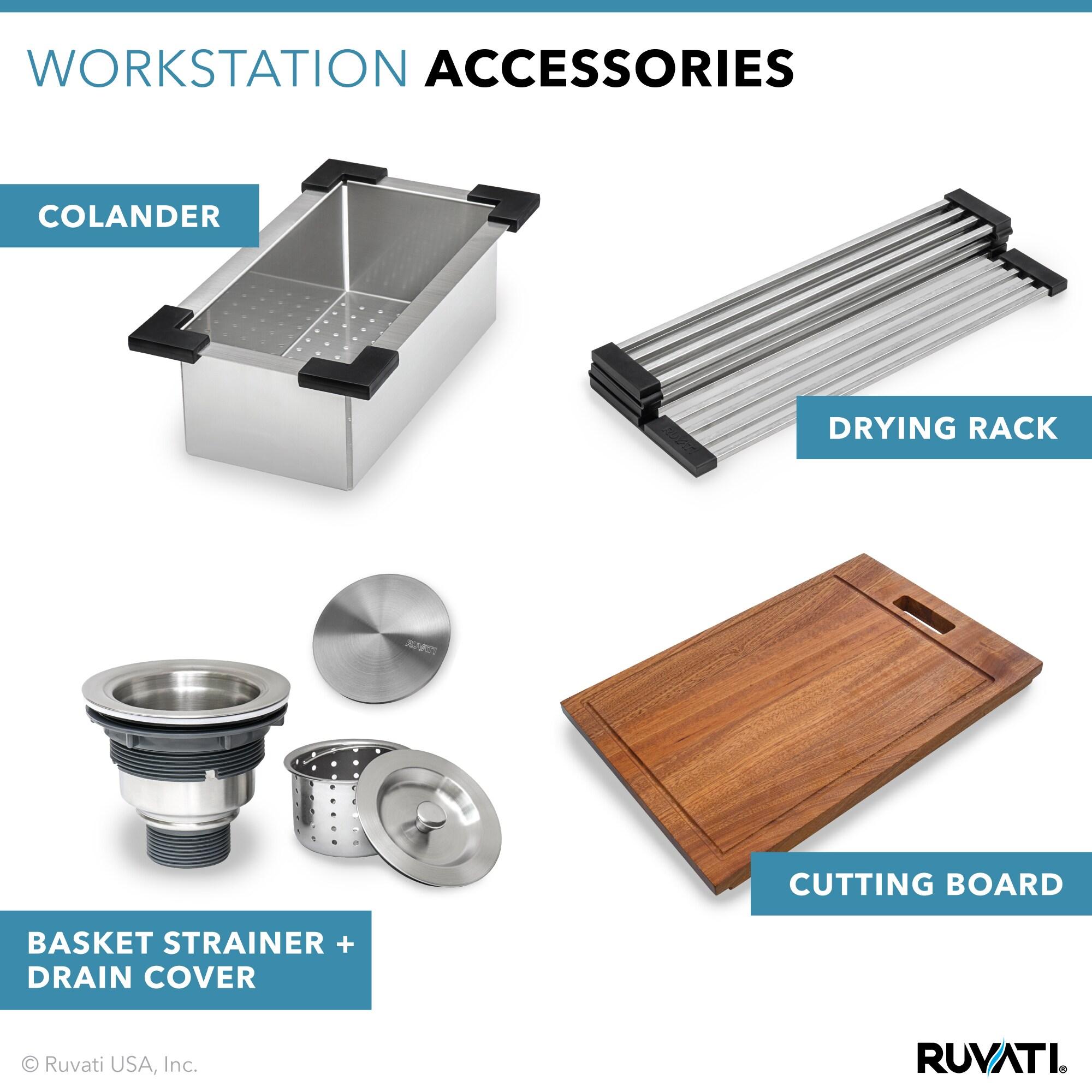 Ruvati 33 x 22 inch Workstation 60/40 Topmount Rounded Corners Stainless Steel Kitchen Sink