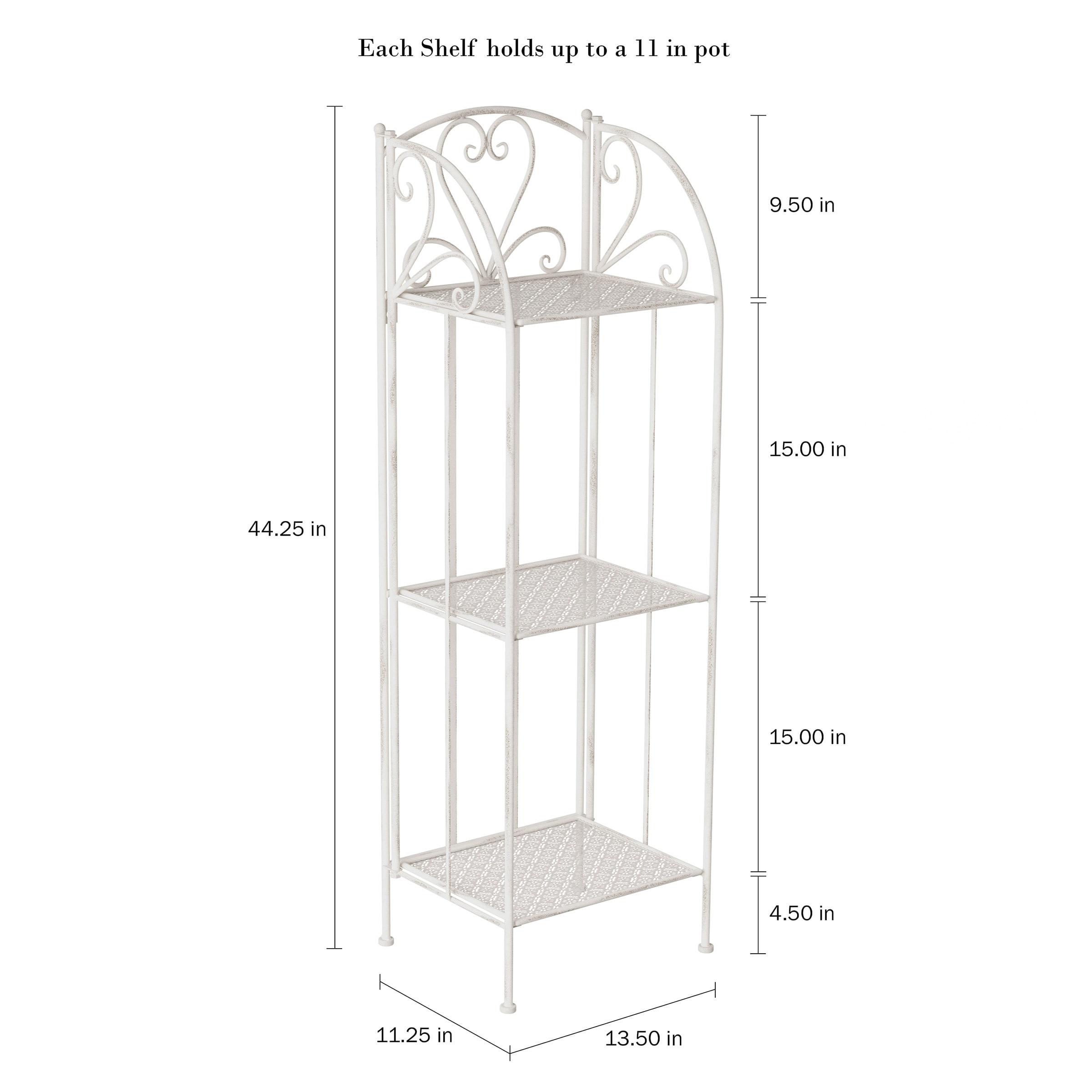 Nature Spring 3-Tier Indoor/Outdoor Garden Plant Stand With Vertical Folding Wrought Iron Shelves - Antique White