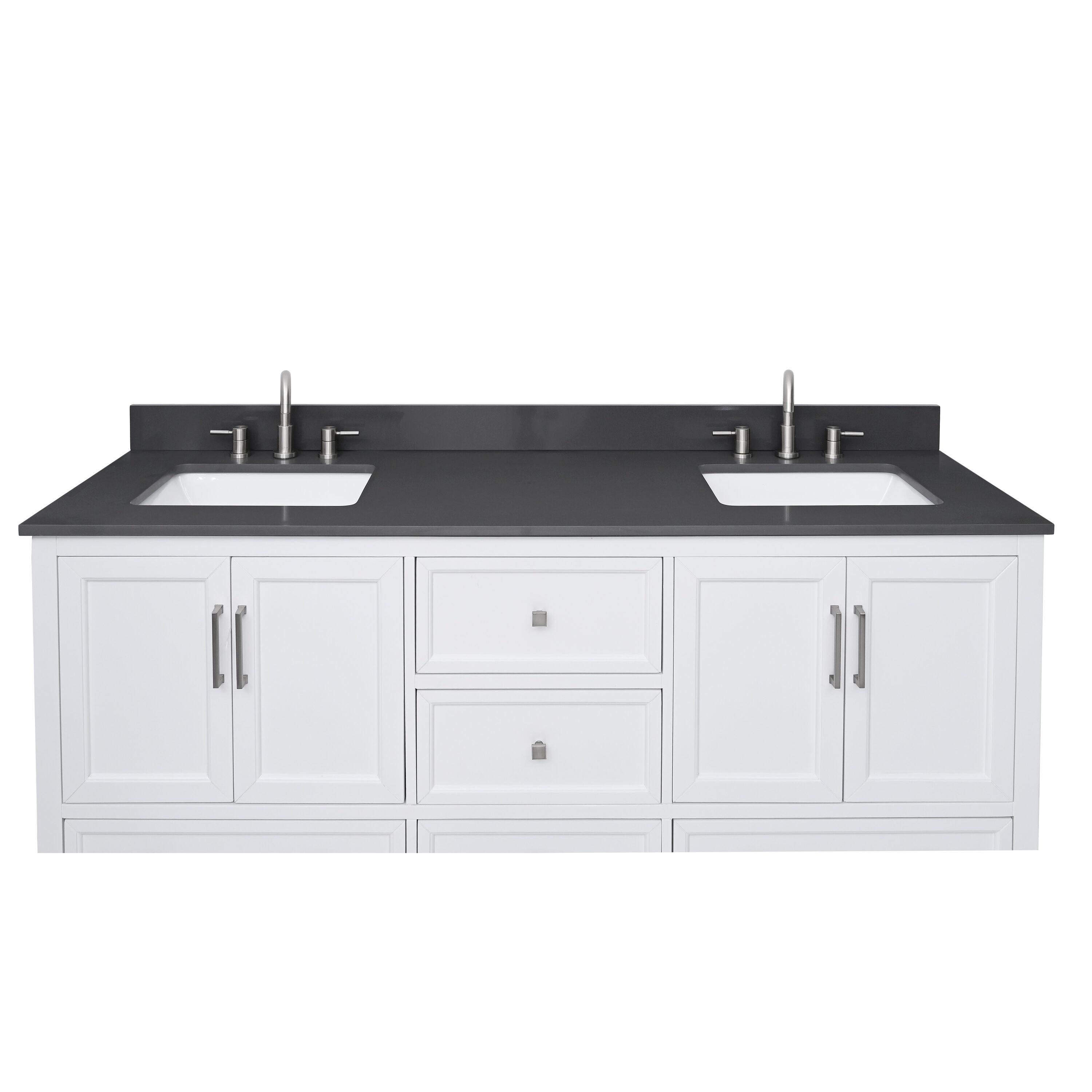 73" Ural Gray Quartz Double Sink Vanity Top