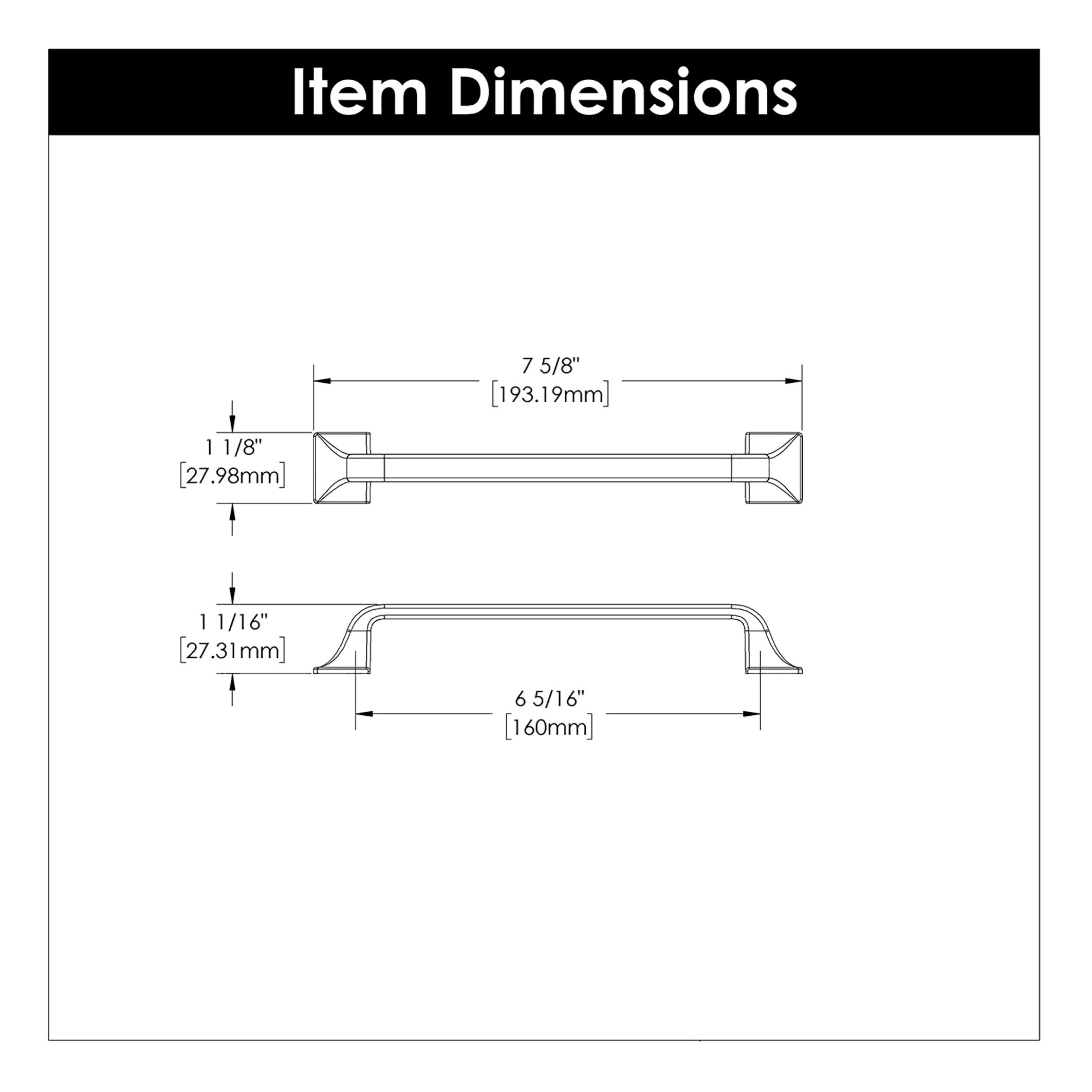 Forge Kitchen Cabinet Handles, Solid Core Drawer Pulls for Cabinet Doors, 6-5/16" (160mm)