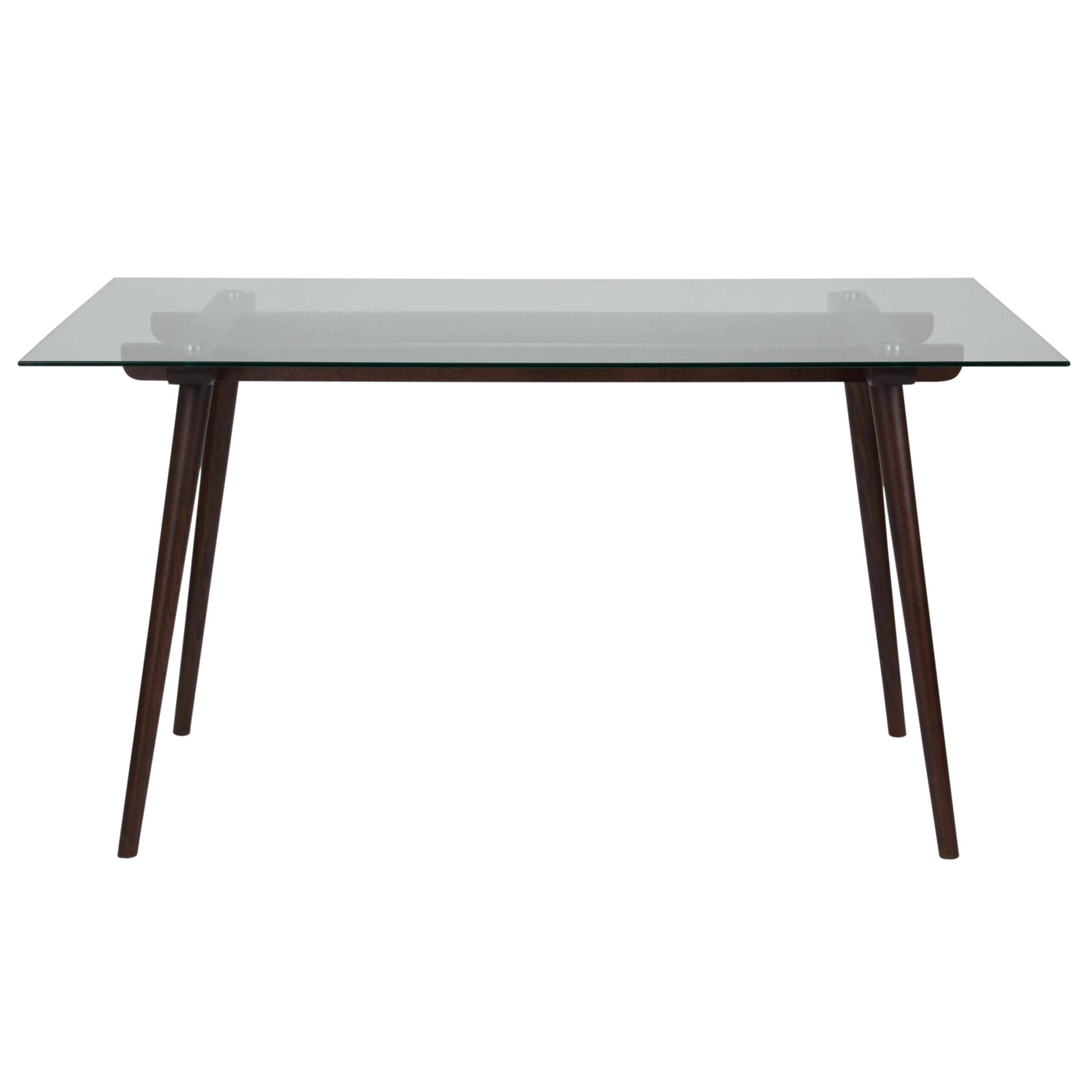 Flash Furniture Meriden 31.5" x 55" Rectangular Solid Espresso Wood Table with Clear Glass Top