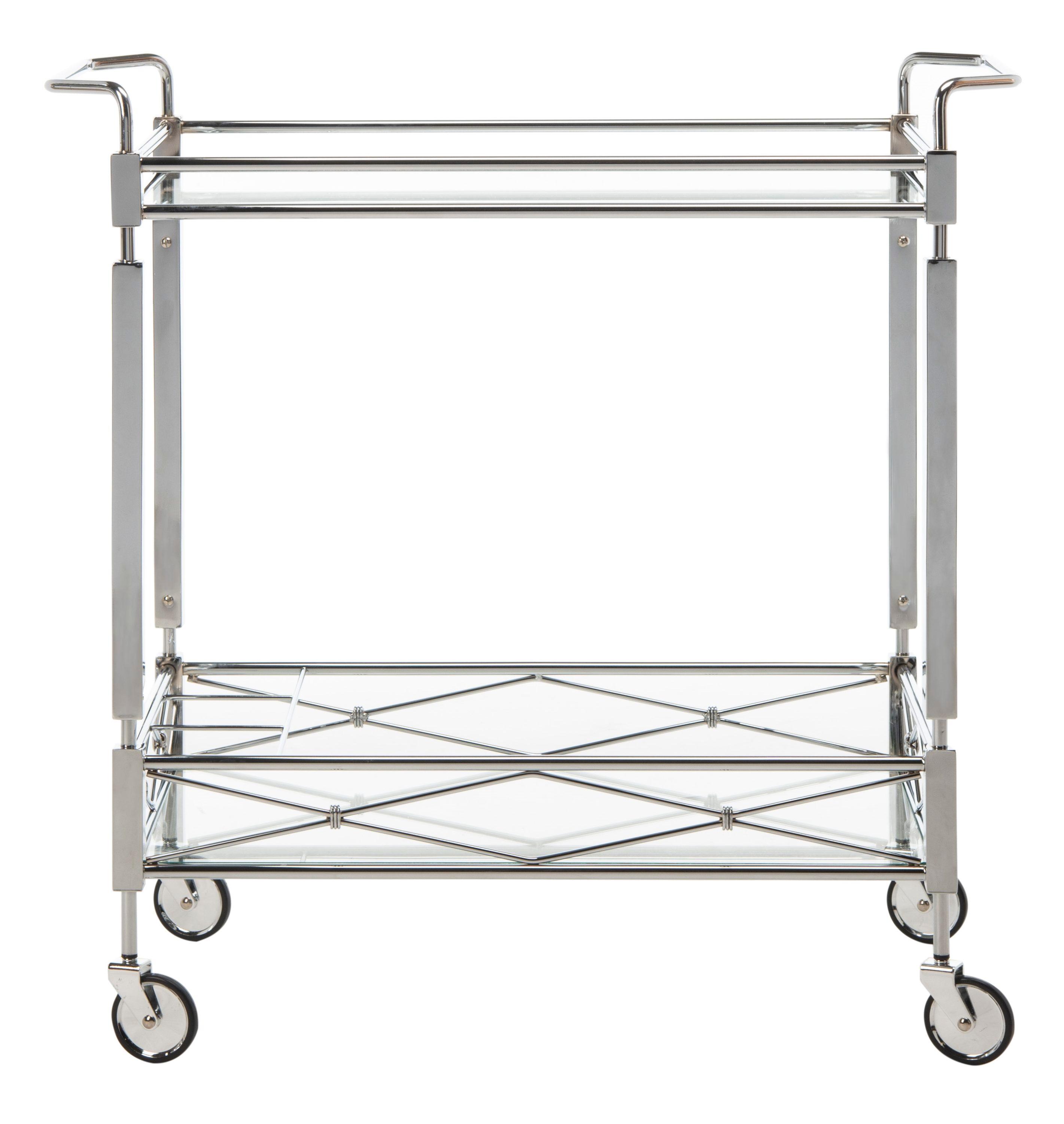 Ingrid 2 Tier Bar Cart - BCT8000A - Chrome/Glass - Safavieh