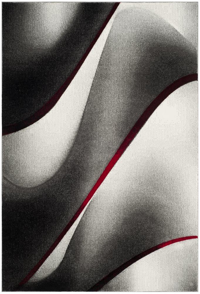 Hollywood HLW712 Machine Made Area Rug - 6'7"x9' - Grey/Red - Safavieh