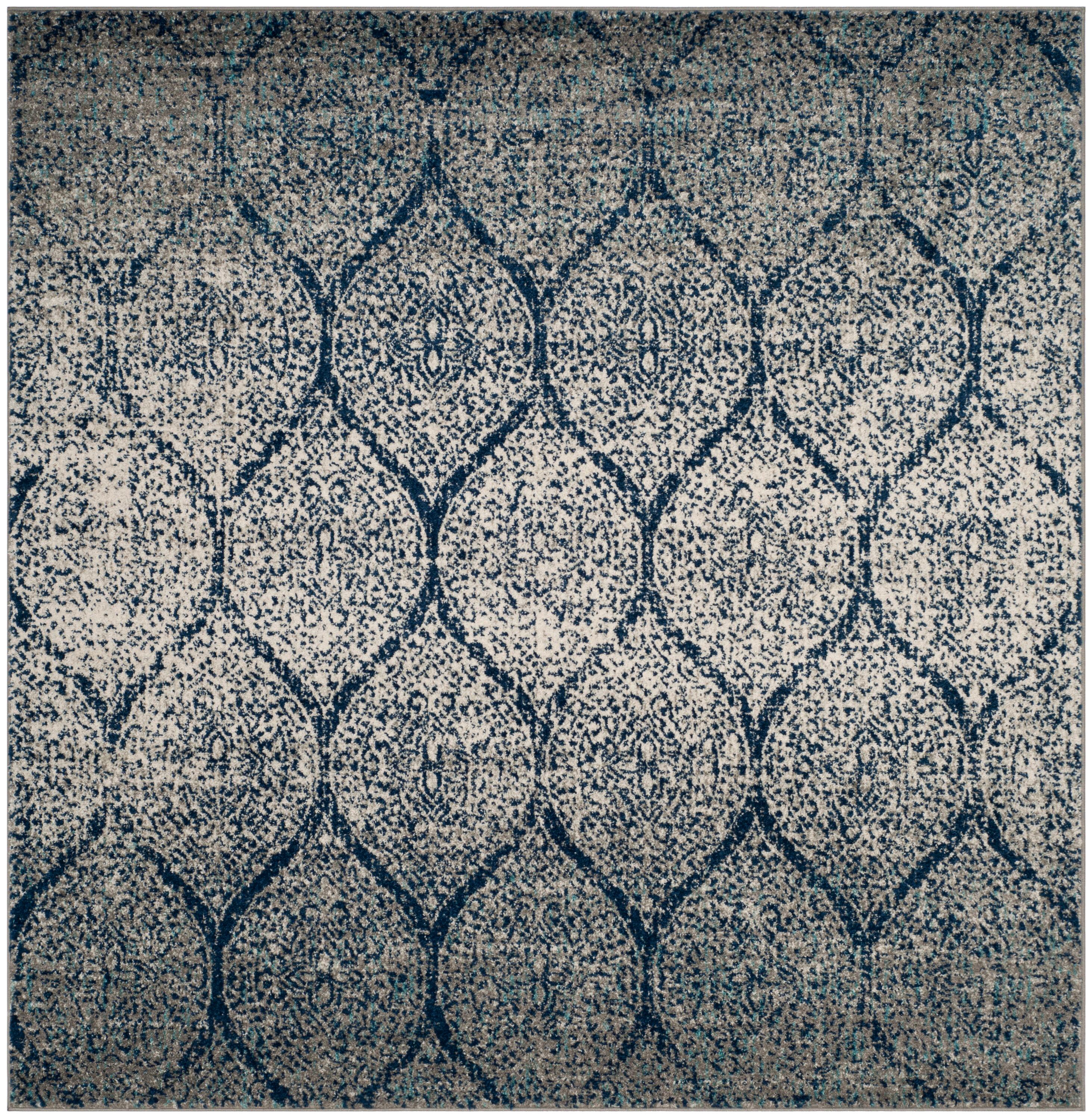 Madison MAD604 Power Loomed Indoor Area Rug - Navy/Silver - 9'x9' - Safavieh.