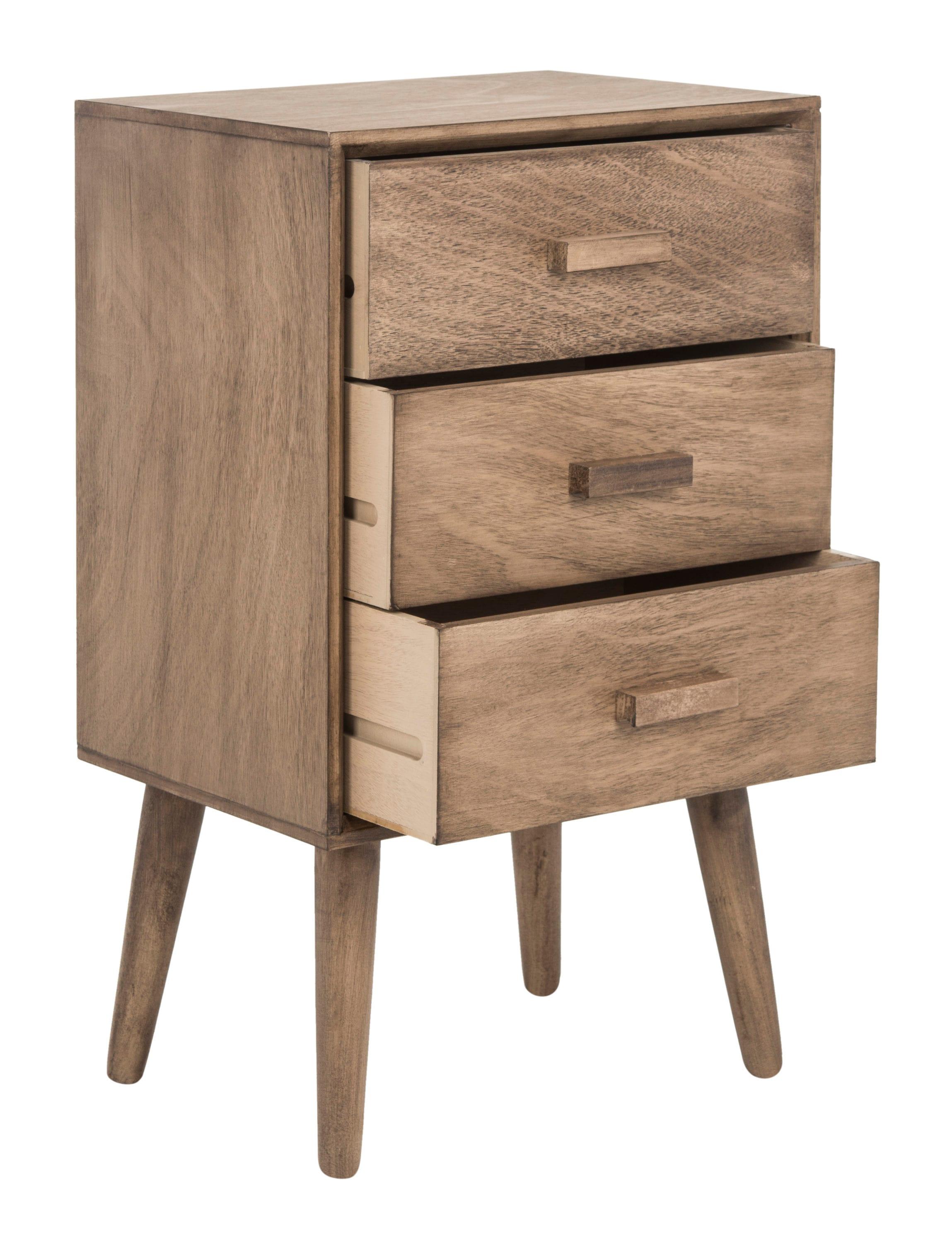 Pomona 3 Drawer Accent Table - Light Brown - Safavieh.