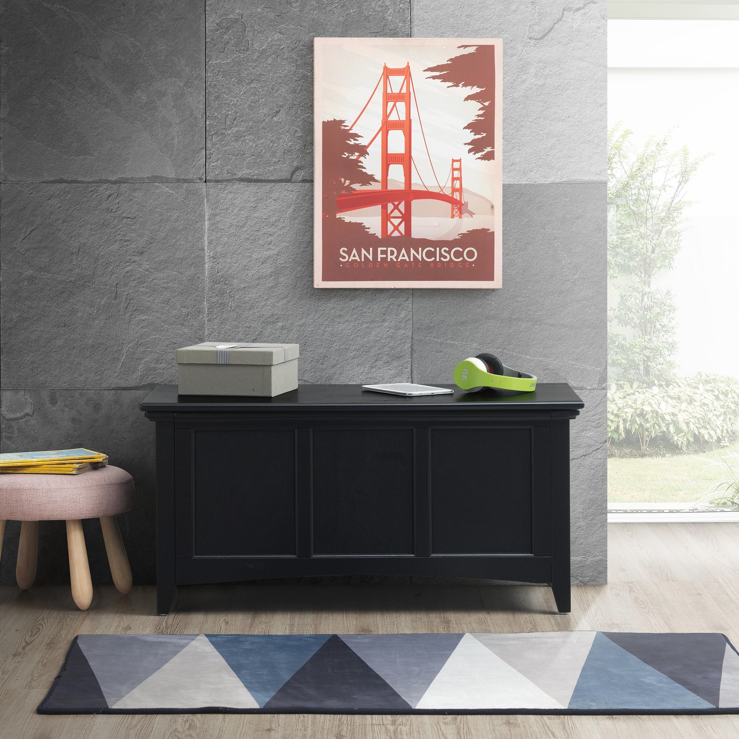 Carolina Living Veranda Storage Chest Black: Modern Design, Bedroom Linen & Sheet Organizer, Wood Frame