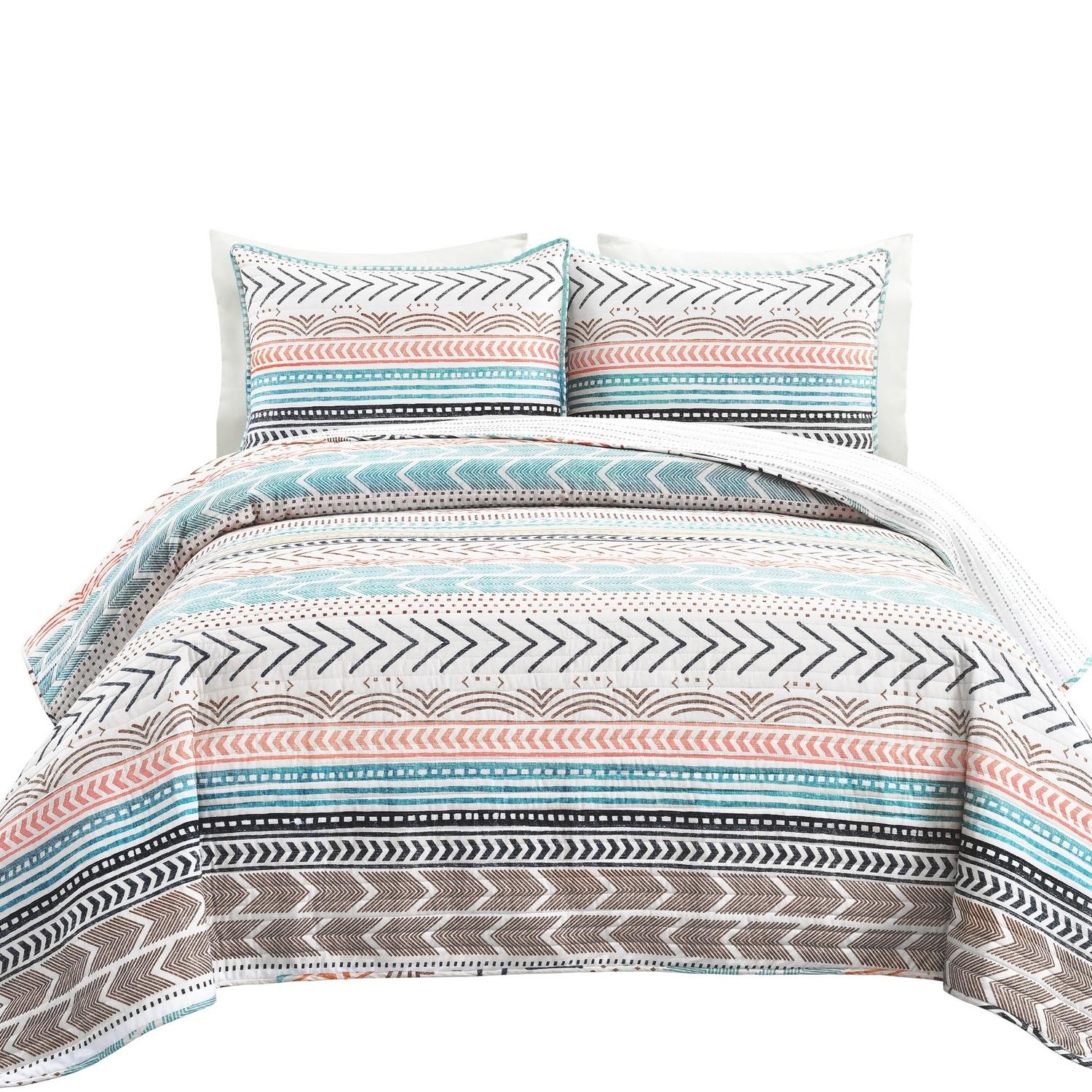 Hygge Geo Reversible Contemporary 3-Piece Quilt Set