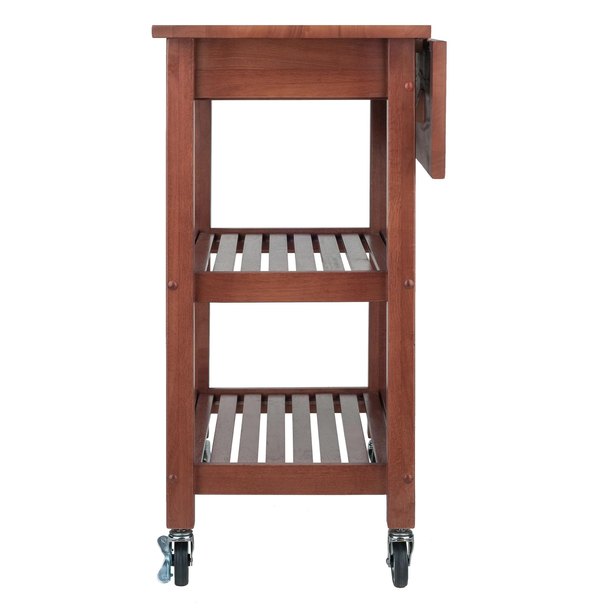 Jonathan Kitchen Cart Walnut - Winsome: Rolling Island with Storage, Wood Composite Surface