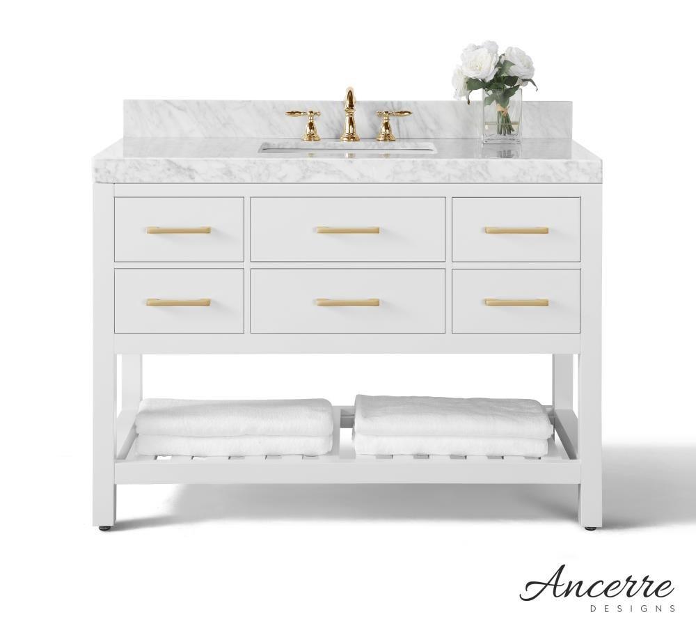 Ancerre Designs Elizabeth 48" Bathroom Vanity Set with Gold Hardware in White