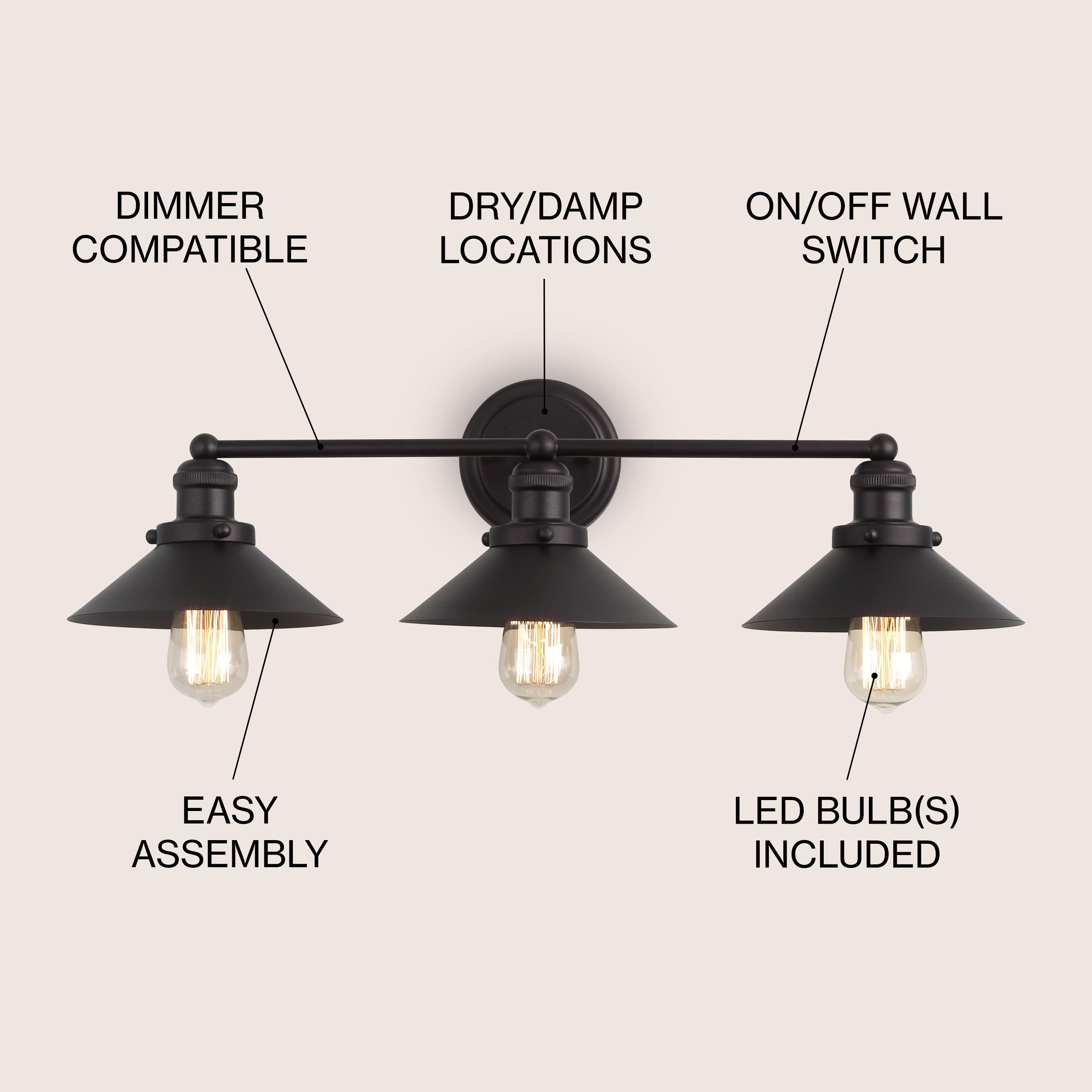 July 26.5" 3-light Metal Vanity Light, Oil Rubbed Bronze