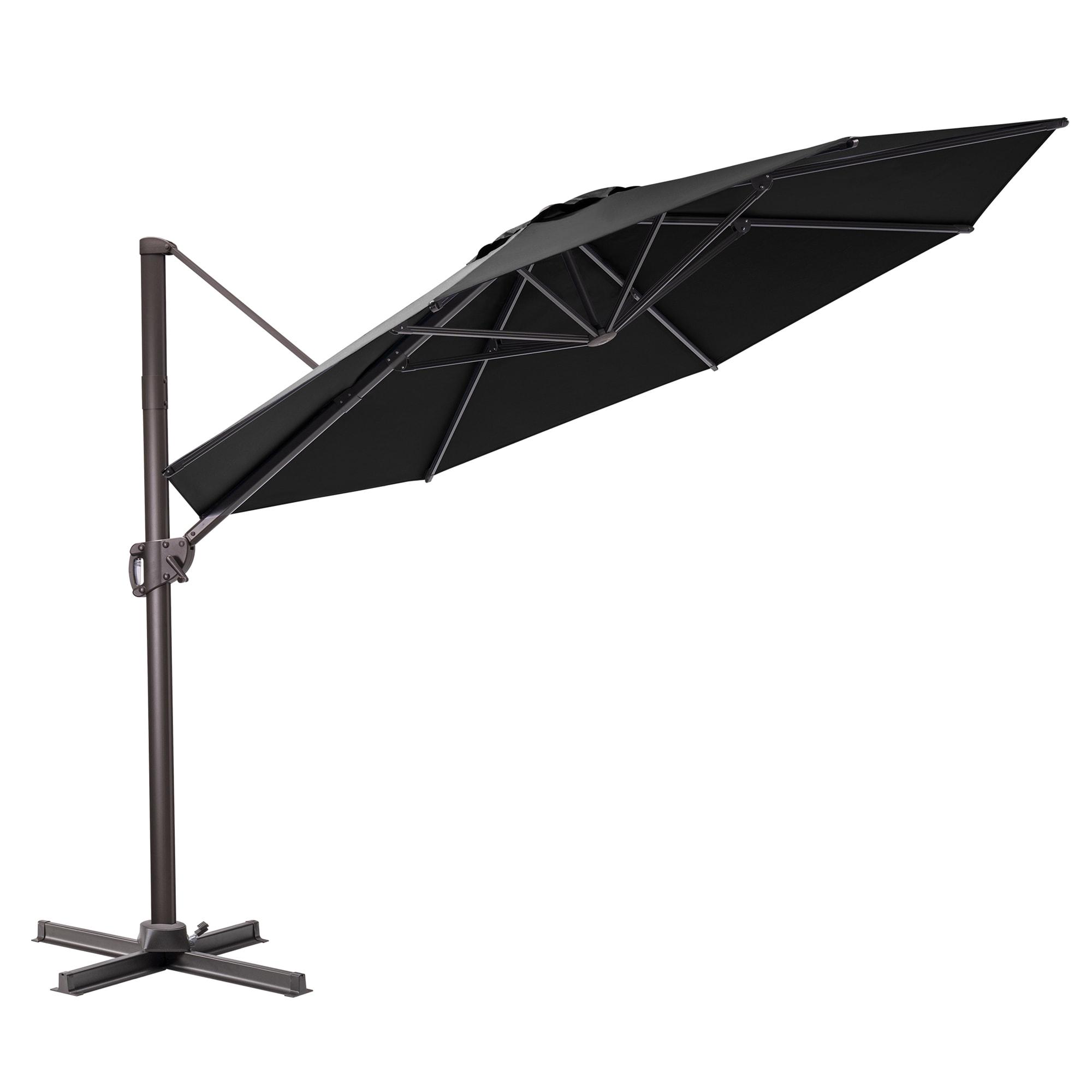 Crestlive Products Outdoor 11 Ft Steel Round Patio Cantilever Offset Umbrella with Cross Base Black