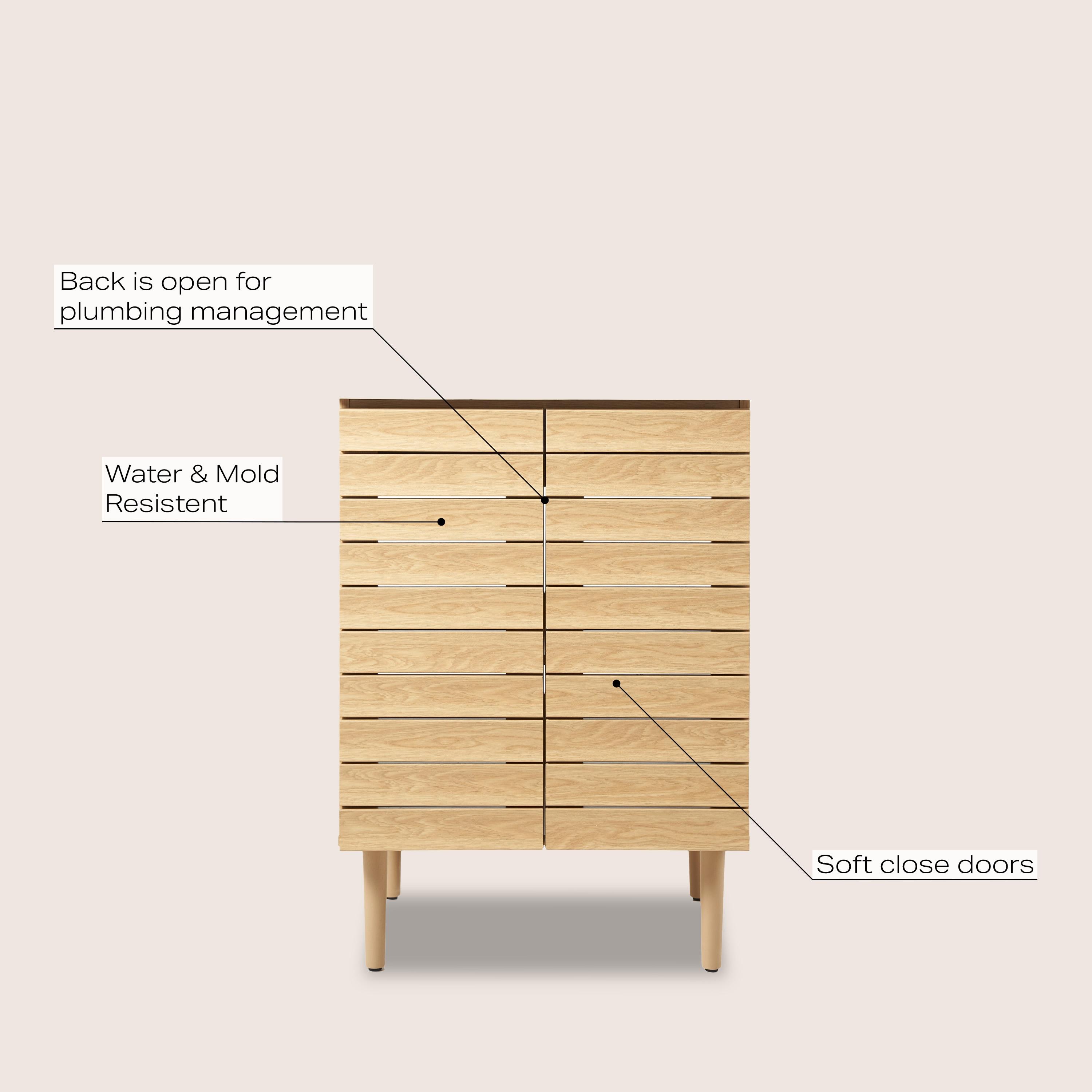 Aubert 24" Slat Modern Farmhouse 2-Shelf Bath Vanity Cabinet Only (Sink Basin not Included)