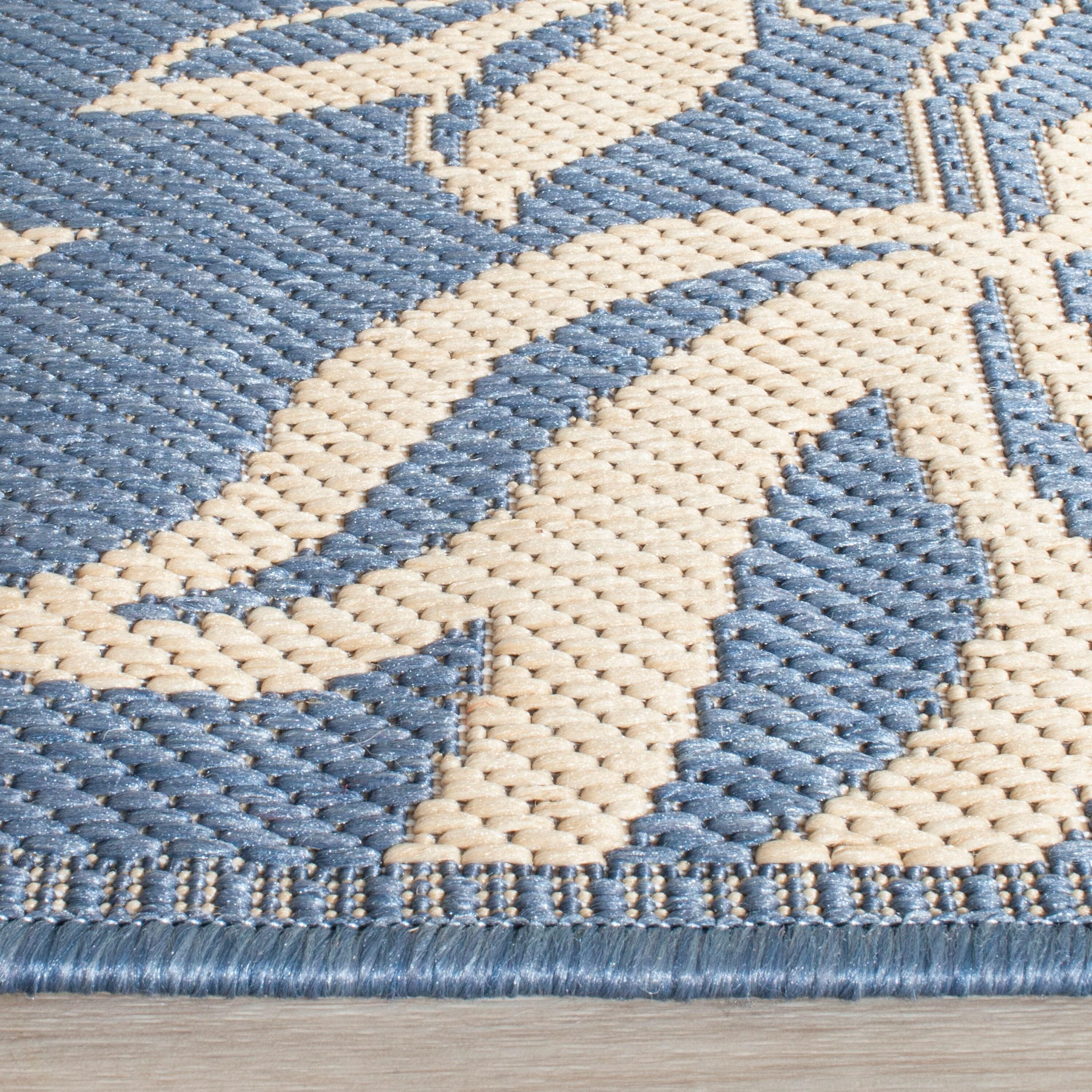 Safavieh Courtyard Crystal Floral Indoor/Outdoor Indoor/Outdoor Runner Rug, 2'3" x 12', Blue/Natural