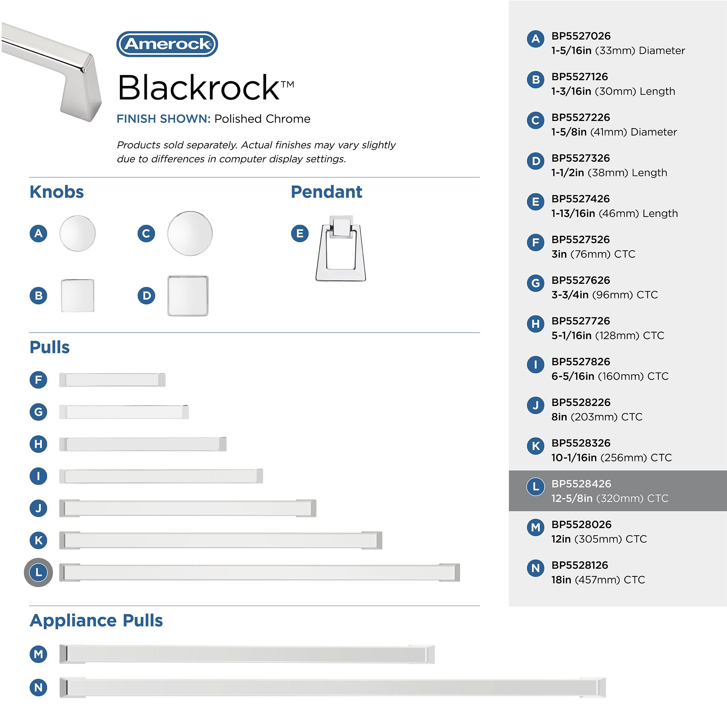 Amerock Blackrock 12-5/8 inch (320mm) Center-to-Center Polished Chrome Cabinet Pull