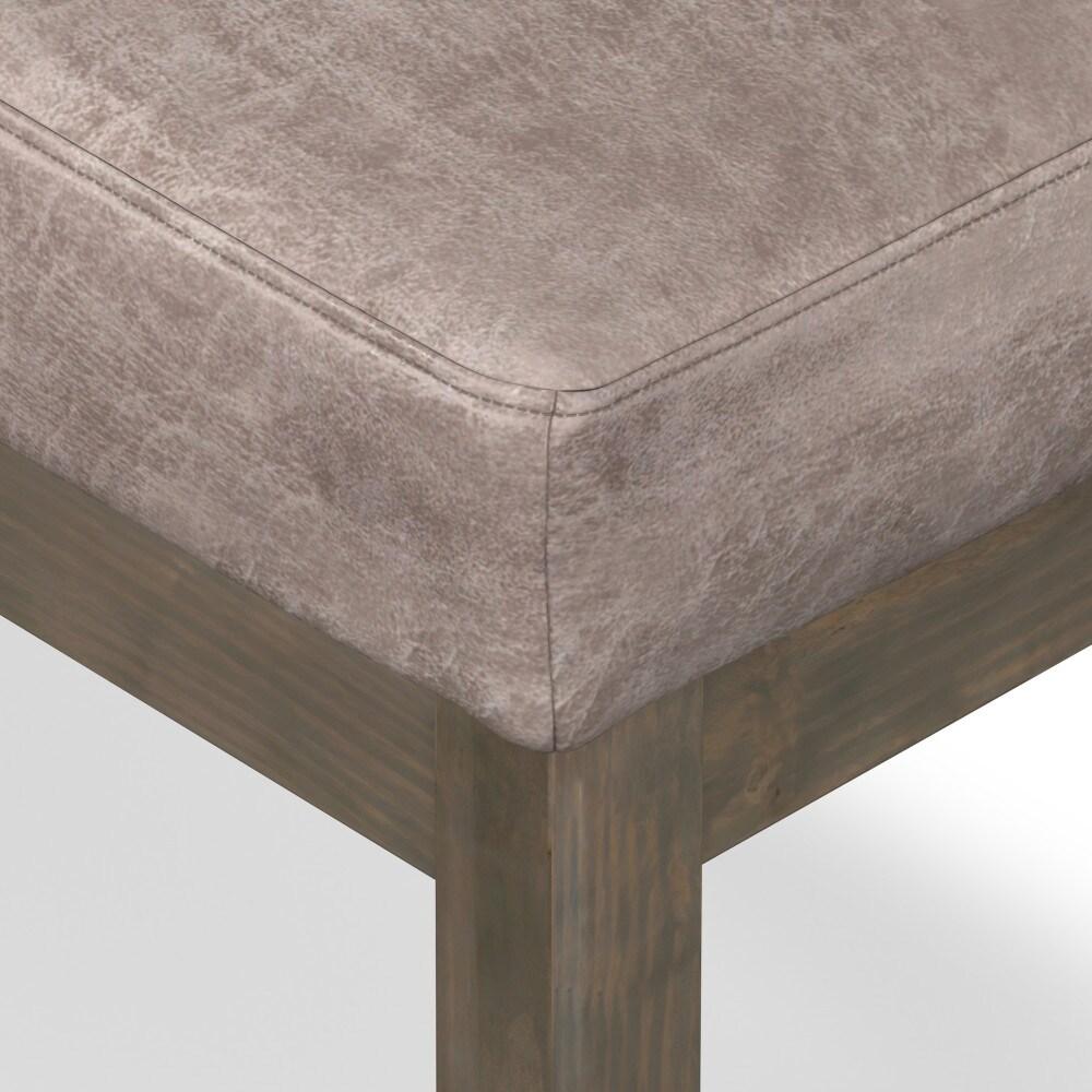 Simpli Home Milltown Ottoman Bench with Upholstered Seat and Solid Wood Frame