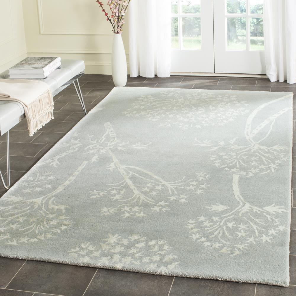 Bella BEL131 Hand Tufted Area Rug - Light Blue/Ivory - 5'x5' - Safavieh.