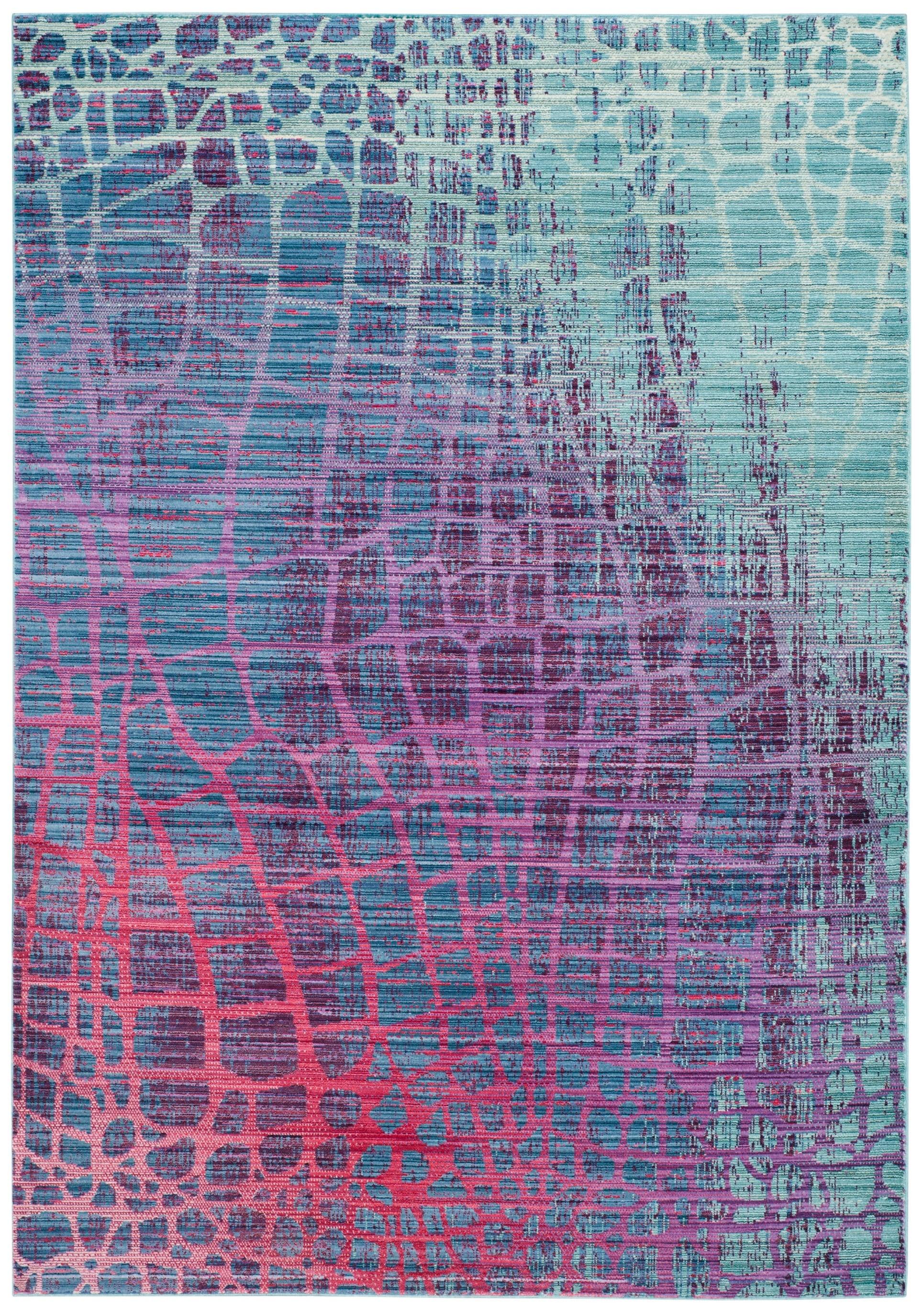 SAFAVIEH Valencia Nurten Abstract Polyester Area Rug, Blue/Fuchsia, 4' x 6'