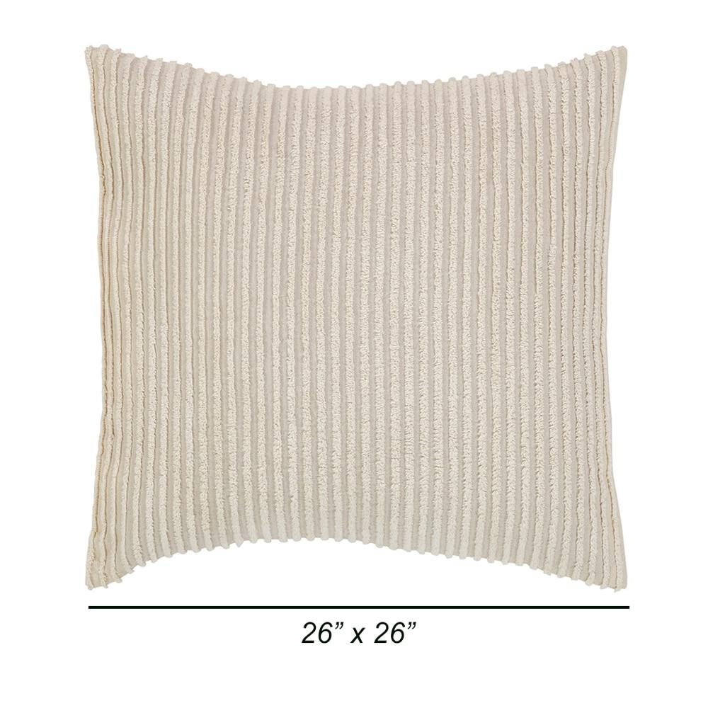 Better Trends Jullian Collection 100% Cotton Tufted Pillow Sham with Stripe Pattern Machine Washable Pillow Cover