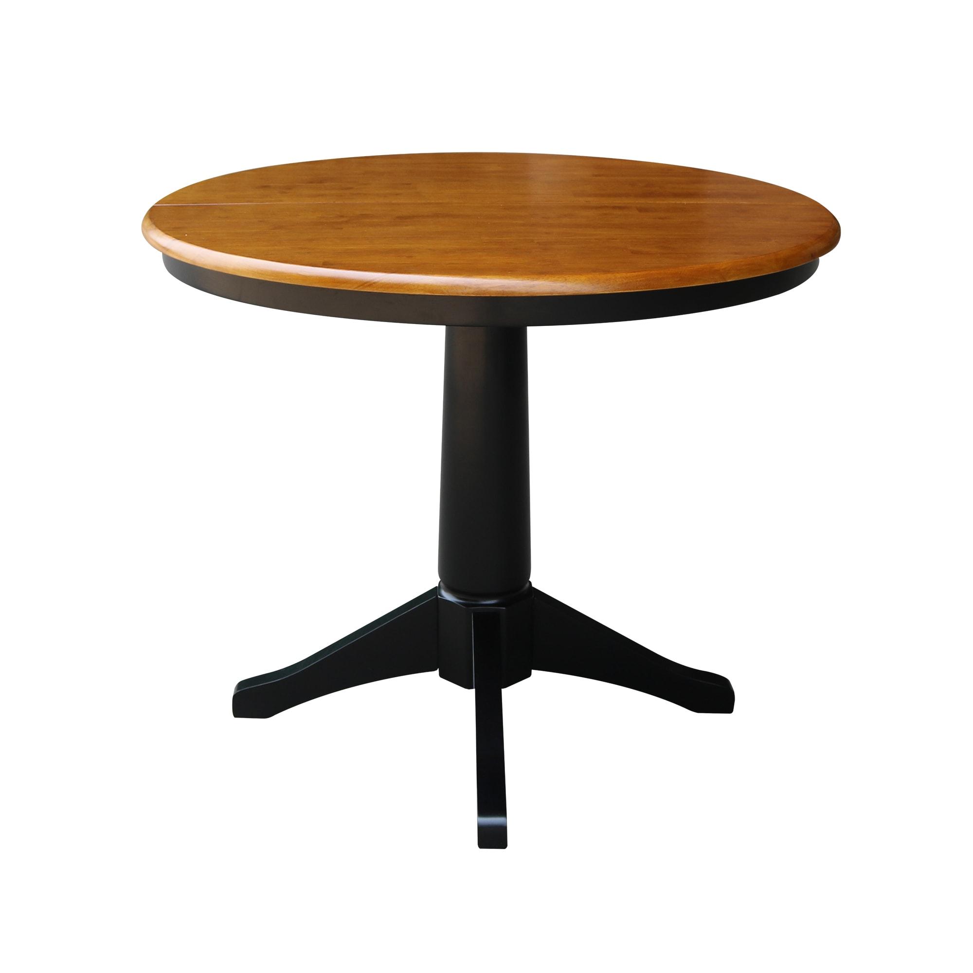 International Concepts 36" Magnolia Round Top Dining Table with 12" Leaf Black/Cherry: Hardwood Pedestal Frame, Removable Leaf
