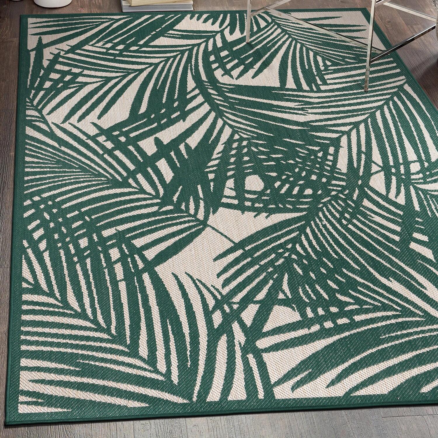 World Rug Gallery Contemporary Palm Leaf Textured Flat Weave Indoor/Outdoor Area Rug - GREEN 7'10"X10'