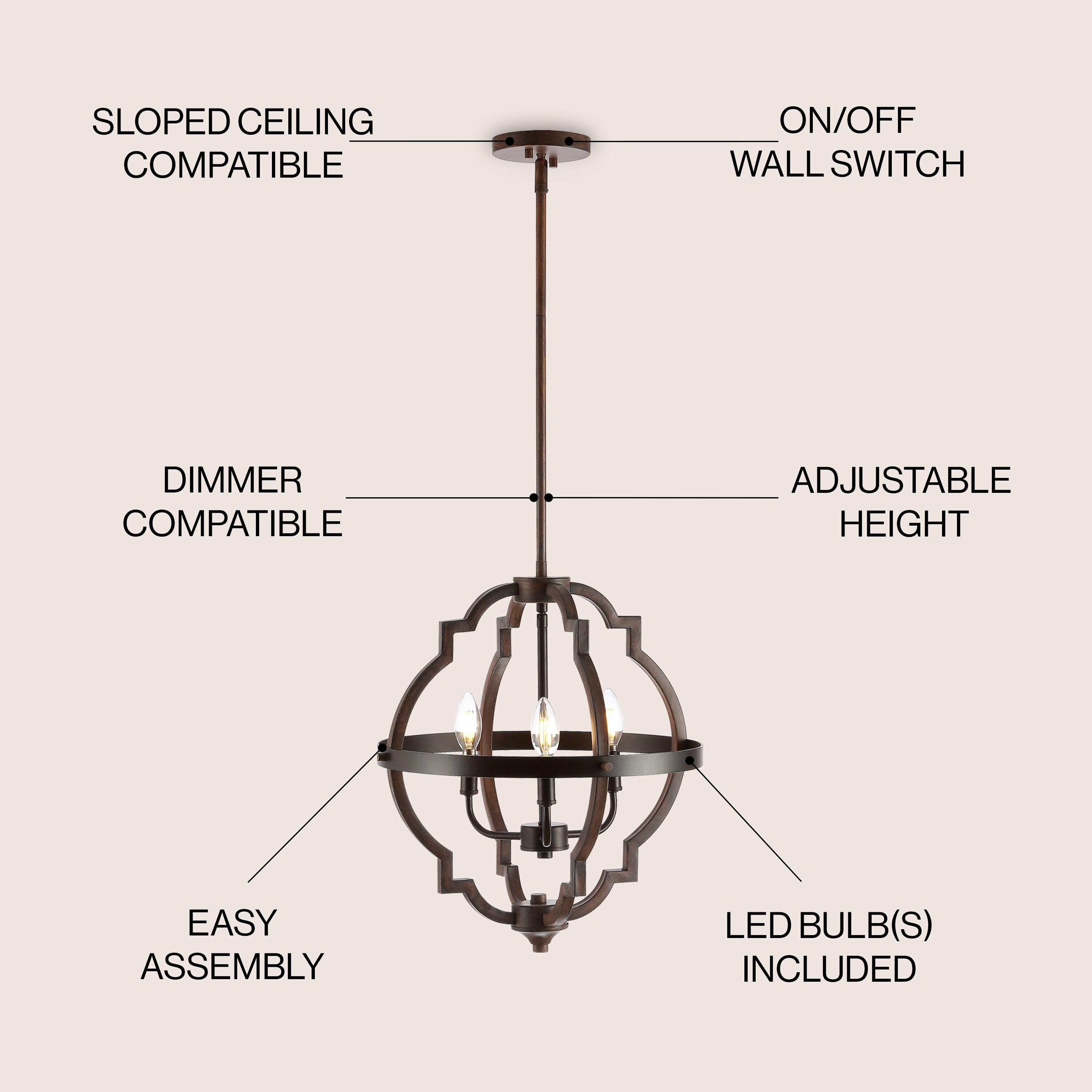 Ogee 16.75" 3-Light Adjustable Iron Rustic Industrial LED Pendant, Oil Rubbed Bronze