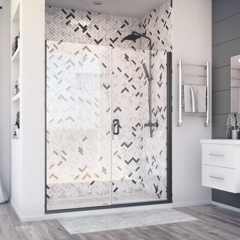Distinctive Elite 43.06" W x 71.38" H Hinged Semi-Frameless Shower Door