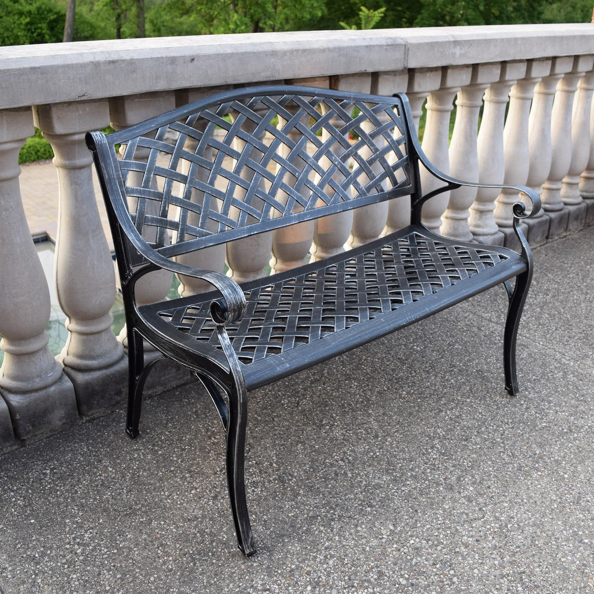 Modern Aluminum Patio Bench - Gray - Oakland Living