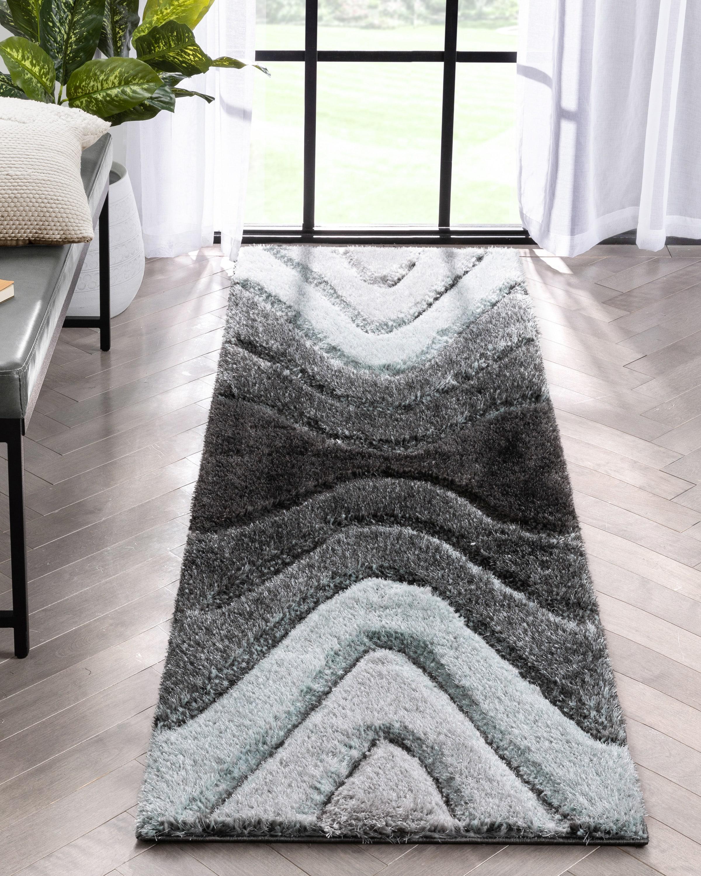 San Francisco Luz Modern Geometric Light Blue 3D Textured Thick & Soft Shag Rug